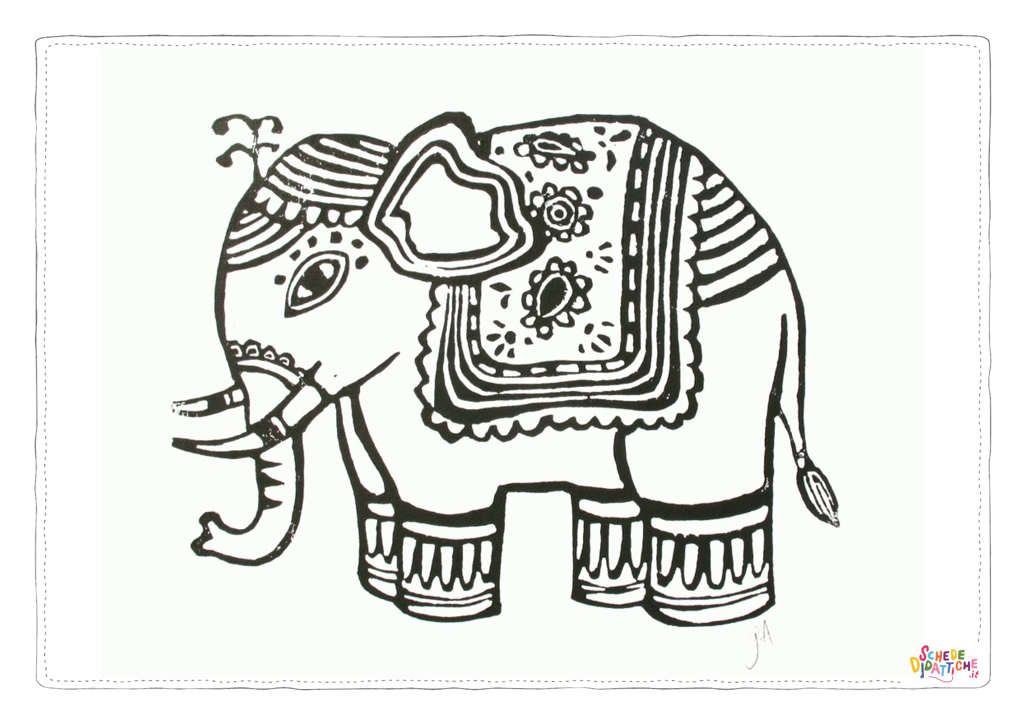 Disegno "Disegno di elefante da stampare e colorare 100" Disegno di elefante da stampare e colorare 100