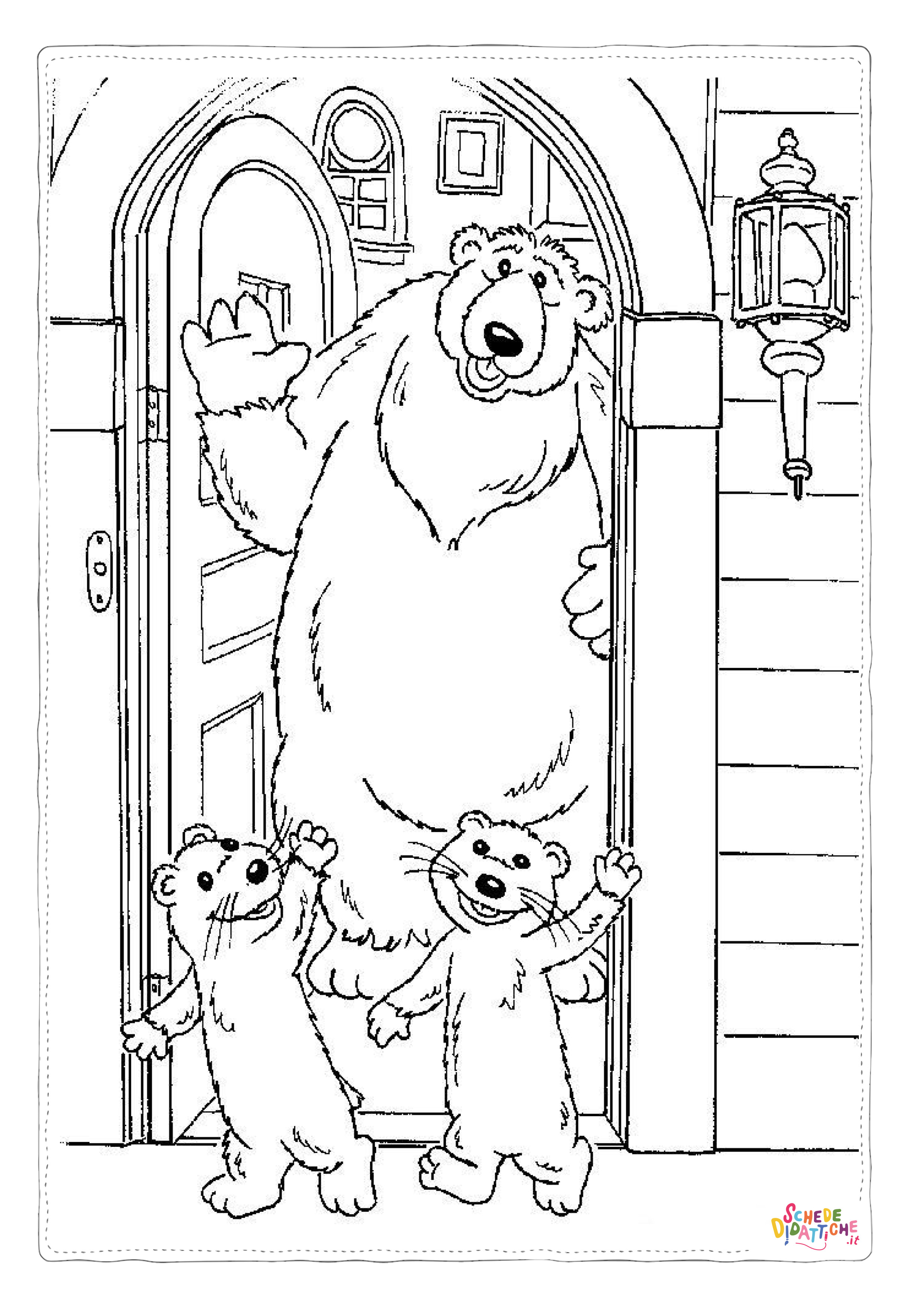 Disegno di Luna e l'orso nella casa blu da stampare e colorare