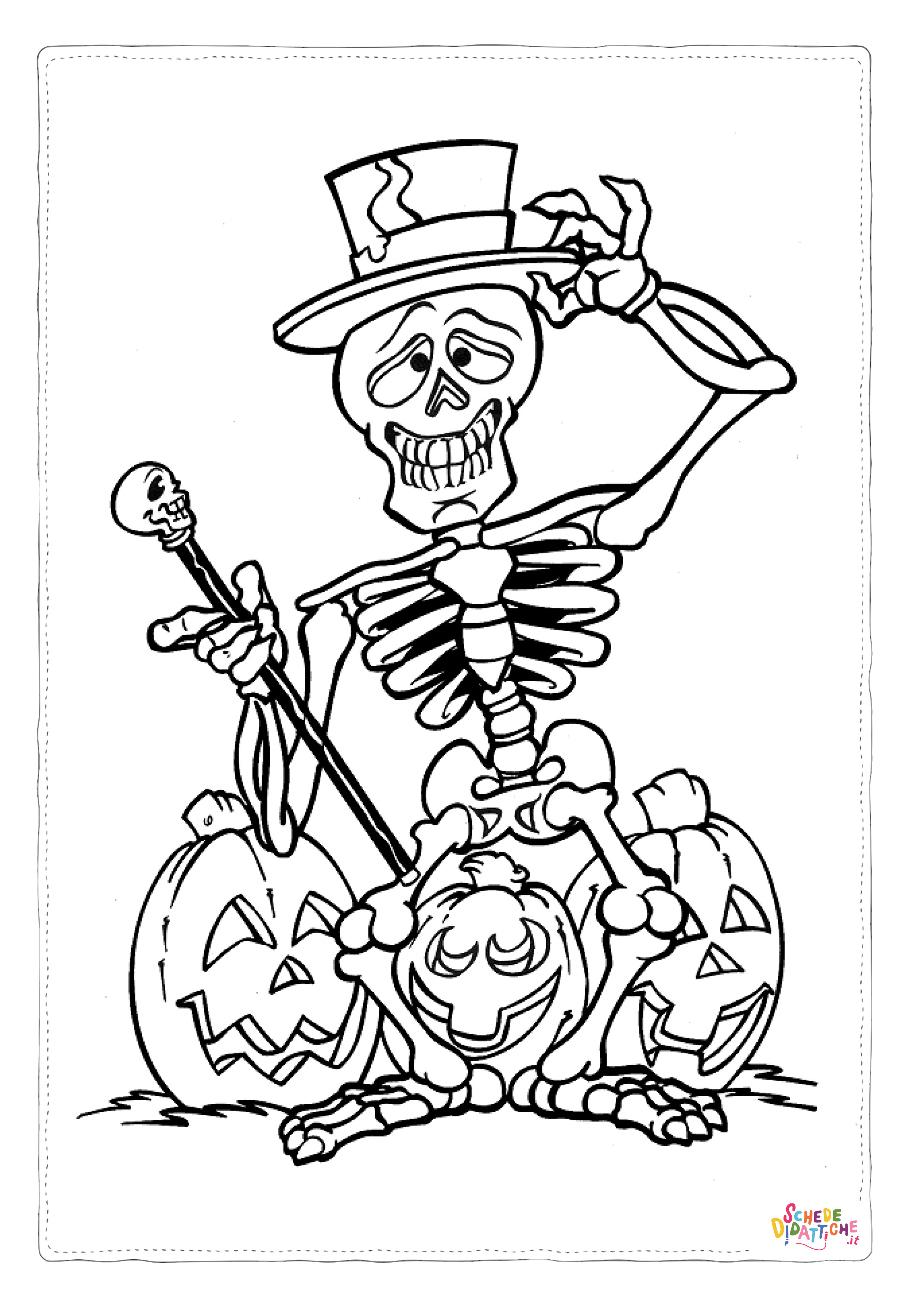 Disegno "Disegno di teschio e scheletro da stampare e colorare 26" Disegno di teschio e scheletro da stampare e colorare 26