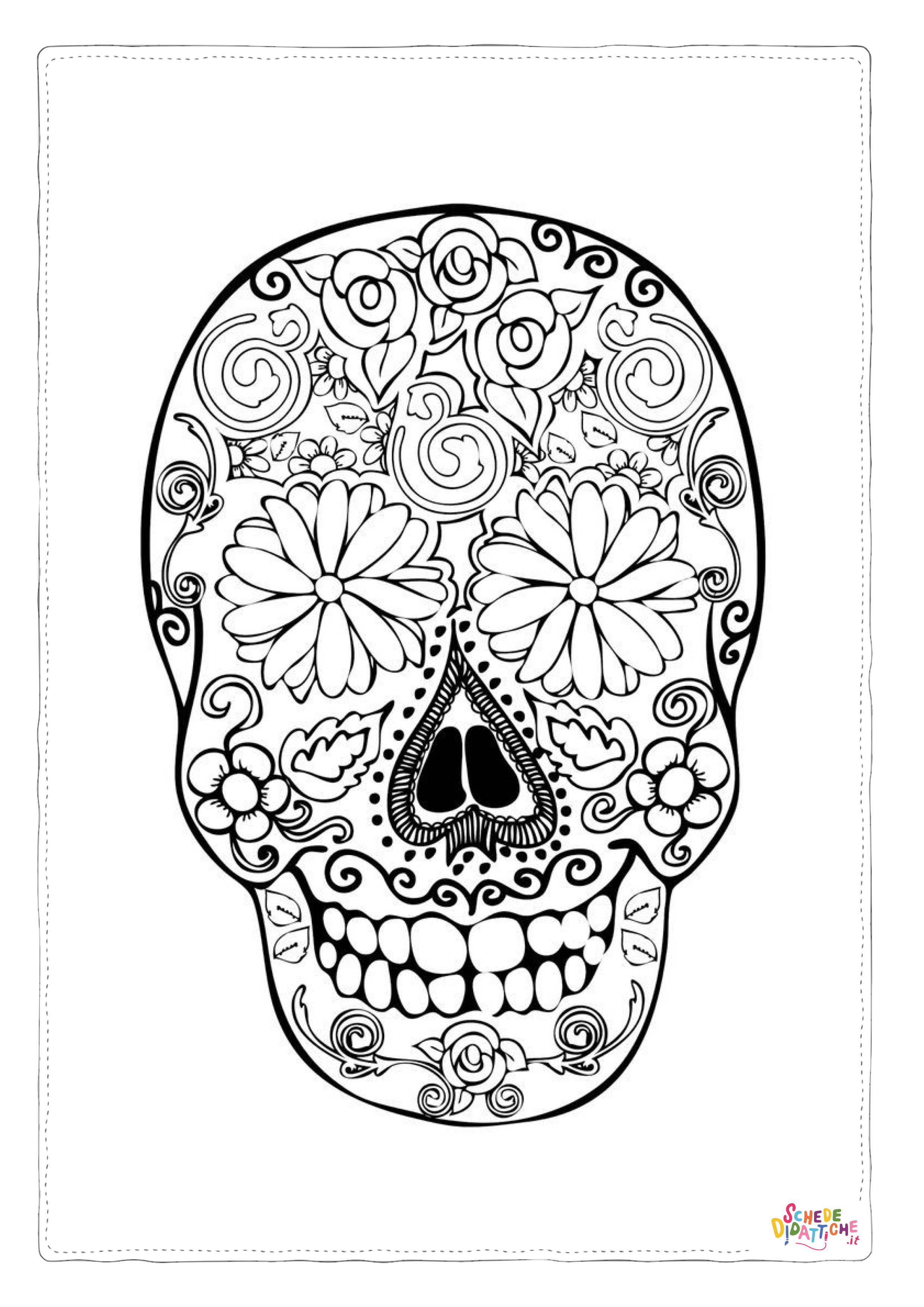 Disegno "Disegno di teschio e scheletro da stampare e colorare 10" Disegno di teschio e scheletro da stampare e colorare 10
