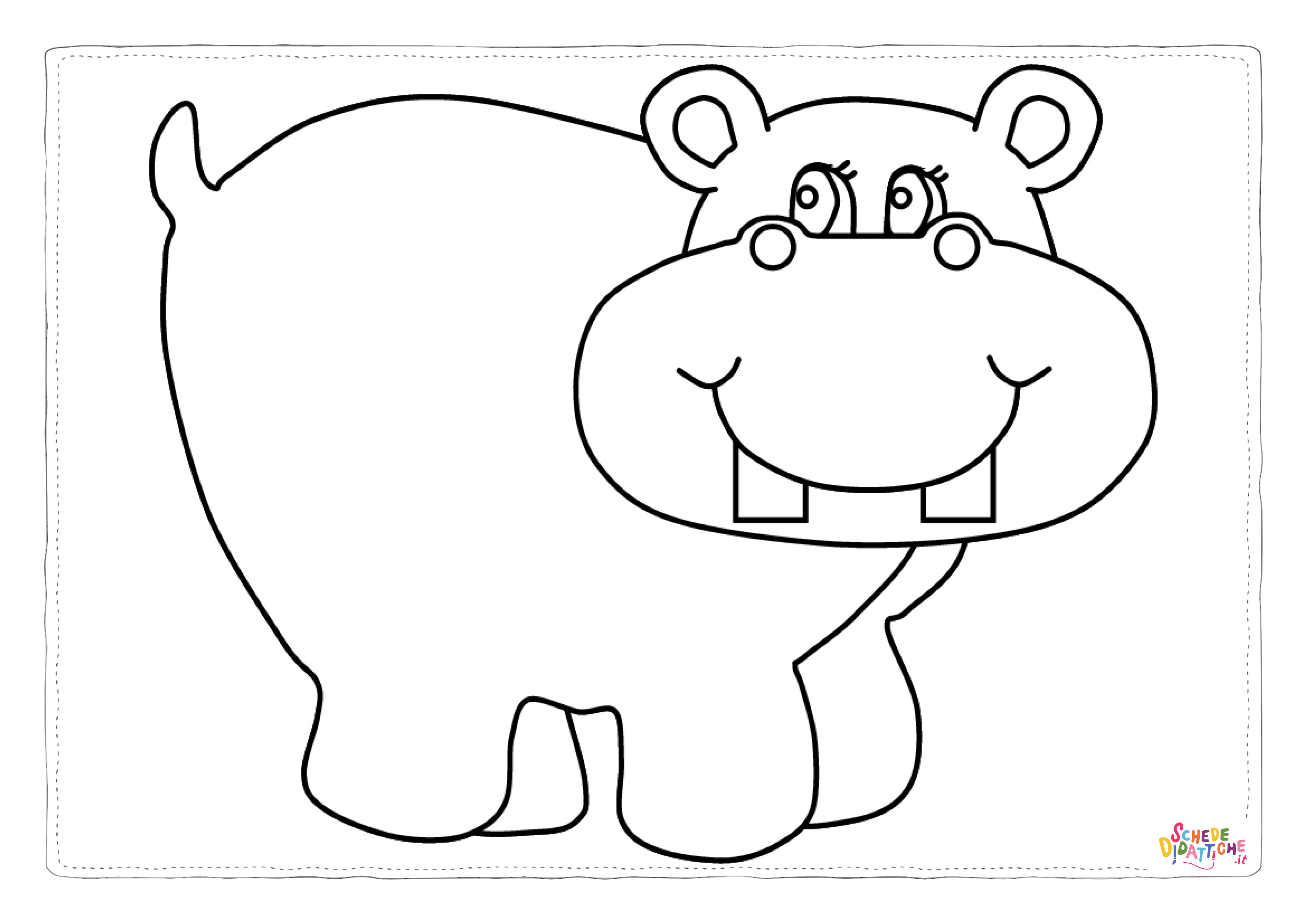 Disegno "Disegno di ippopotamo da stampare e colorare 8" Disegno di ippopotamo da stampare e colorare 8