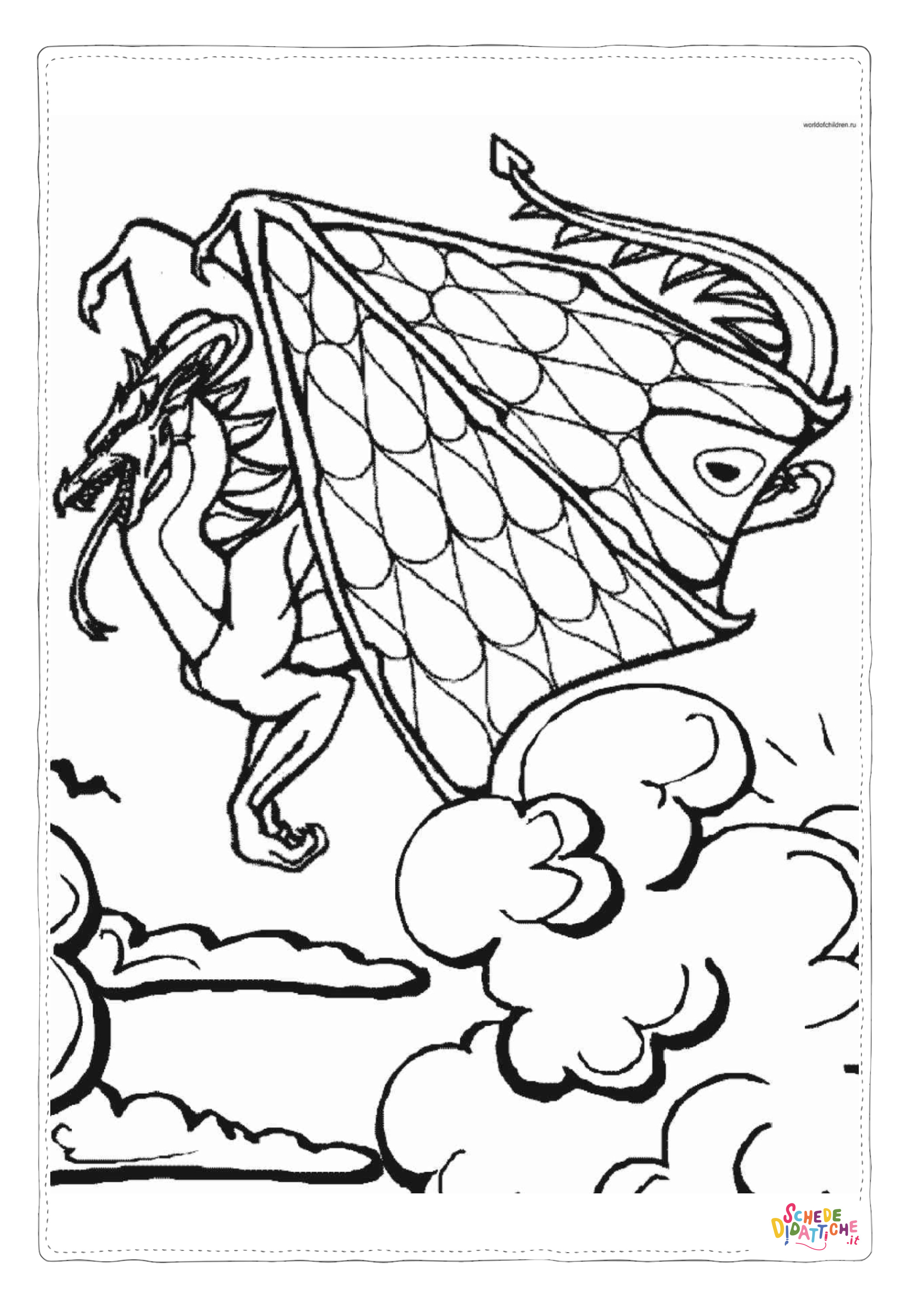 Disegno "Disegno di dragone da stampare e colorare 182" Disegno di dragone da stampare e colorare 182