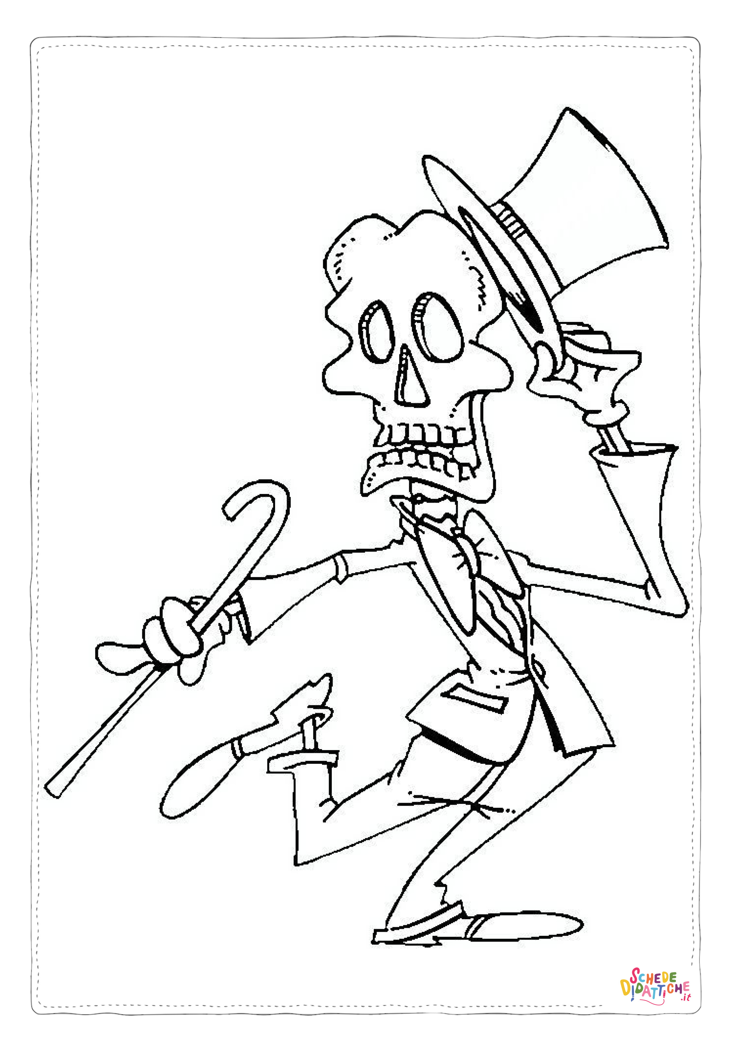 Disegno "Disegno di teschio e scheletro da stampare e colorare 95" Disegno di teschio e scheletro da stampare e colorare 95