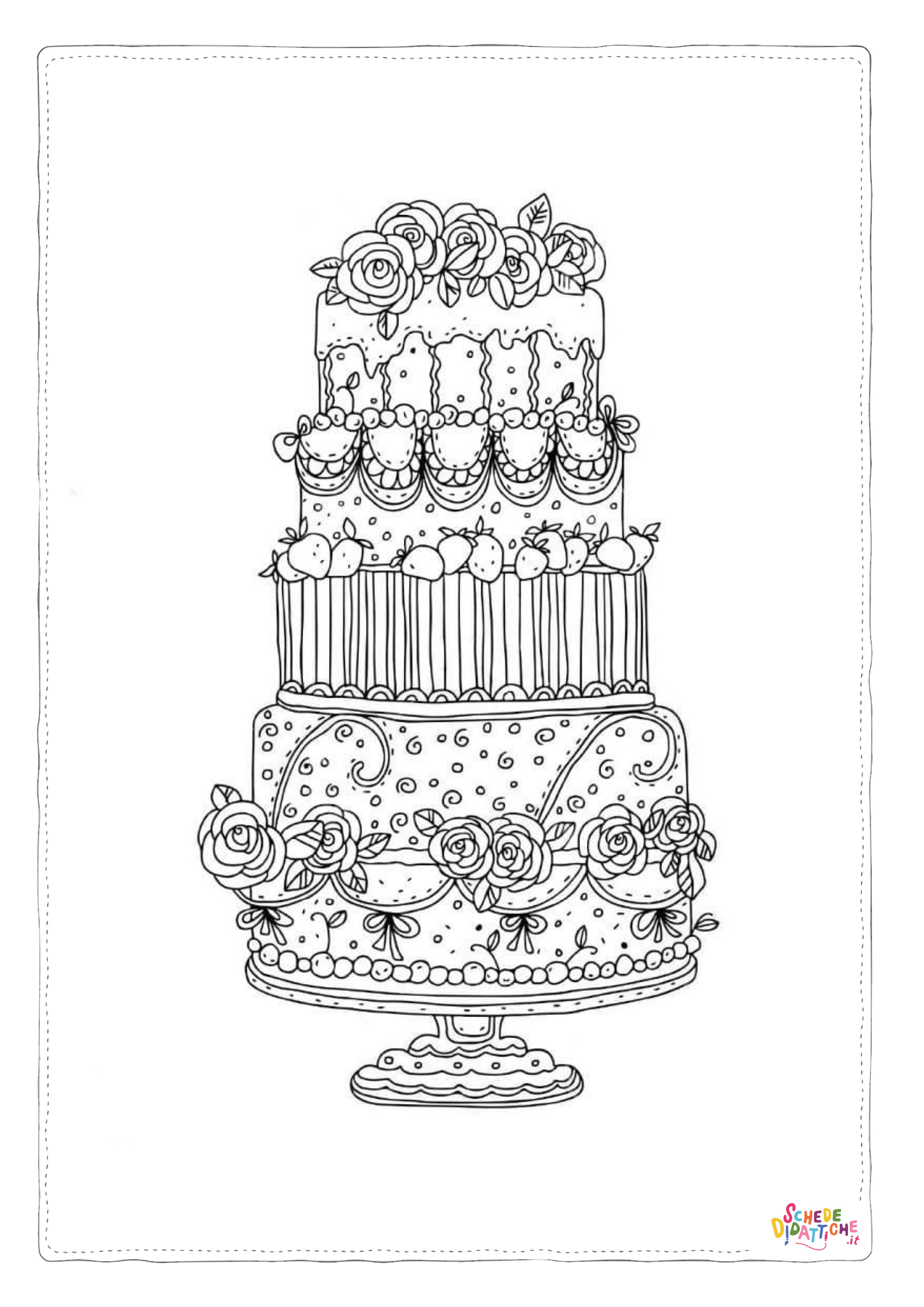 Disegno "Disegno di torta da stampare e colorare 53" Disegno di torta da stampare e colorare 53