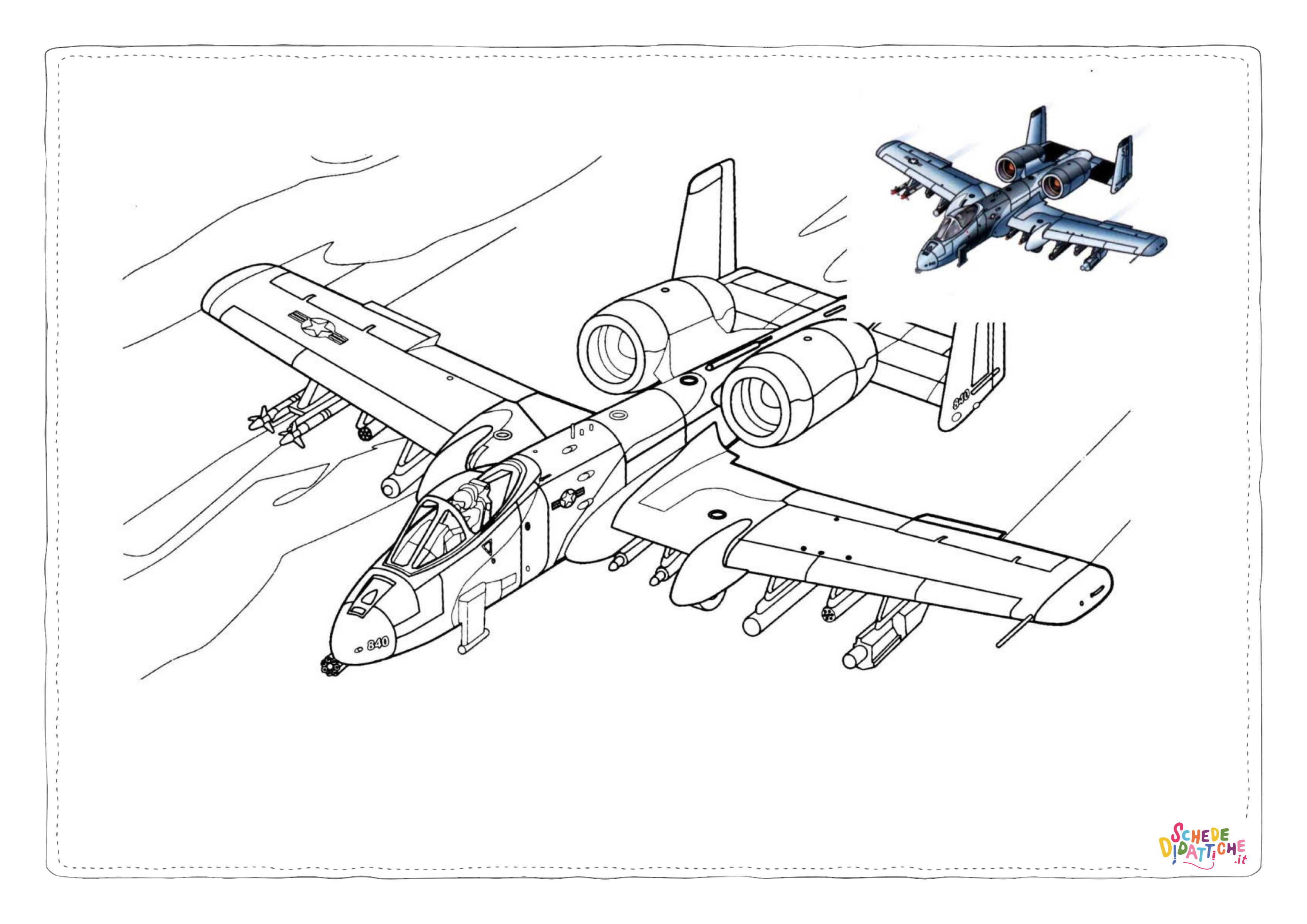 Disegno di aereo militare da stampare e colorare 97