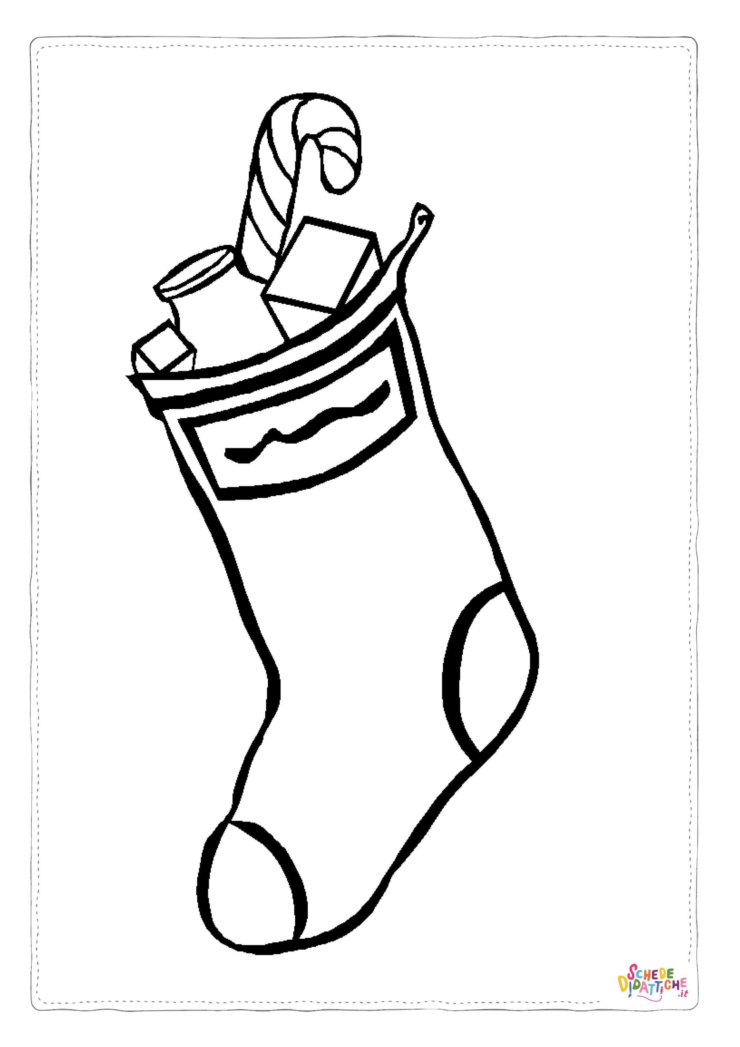Disegno di calza di Natale da stampare e colorare 8