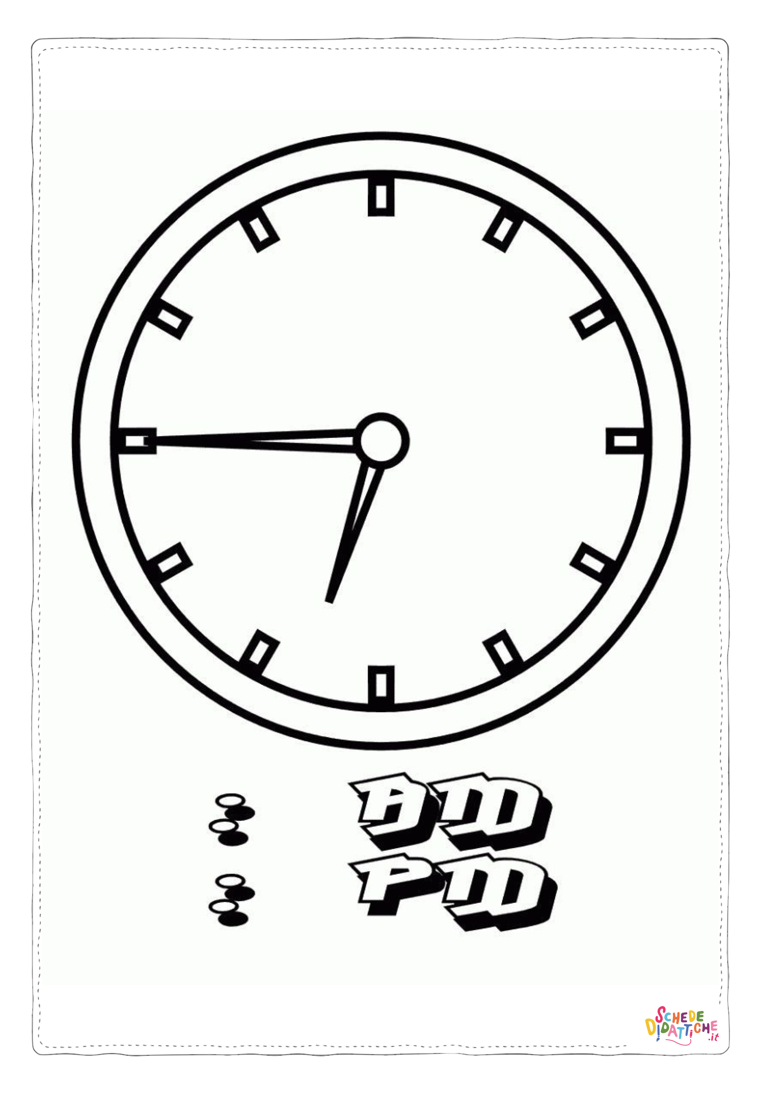 Disegno "Disegno di orologio da stampare e colorare 12" Disegno di orologio da stampare e colorare 12