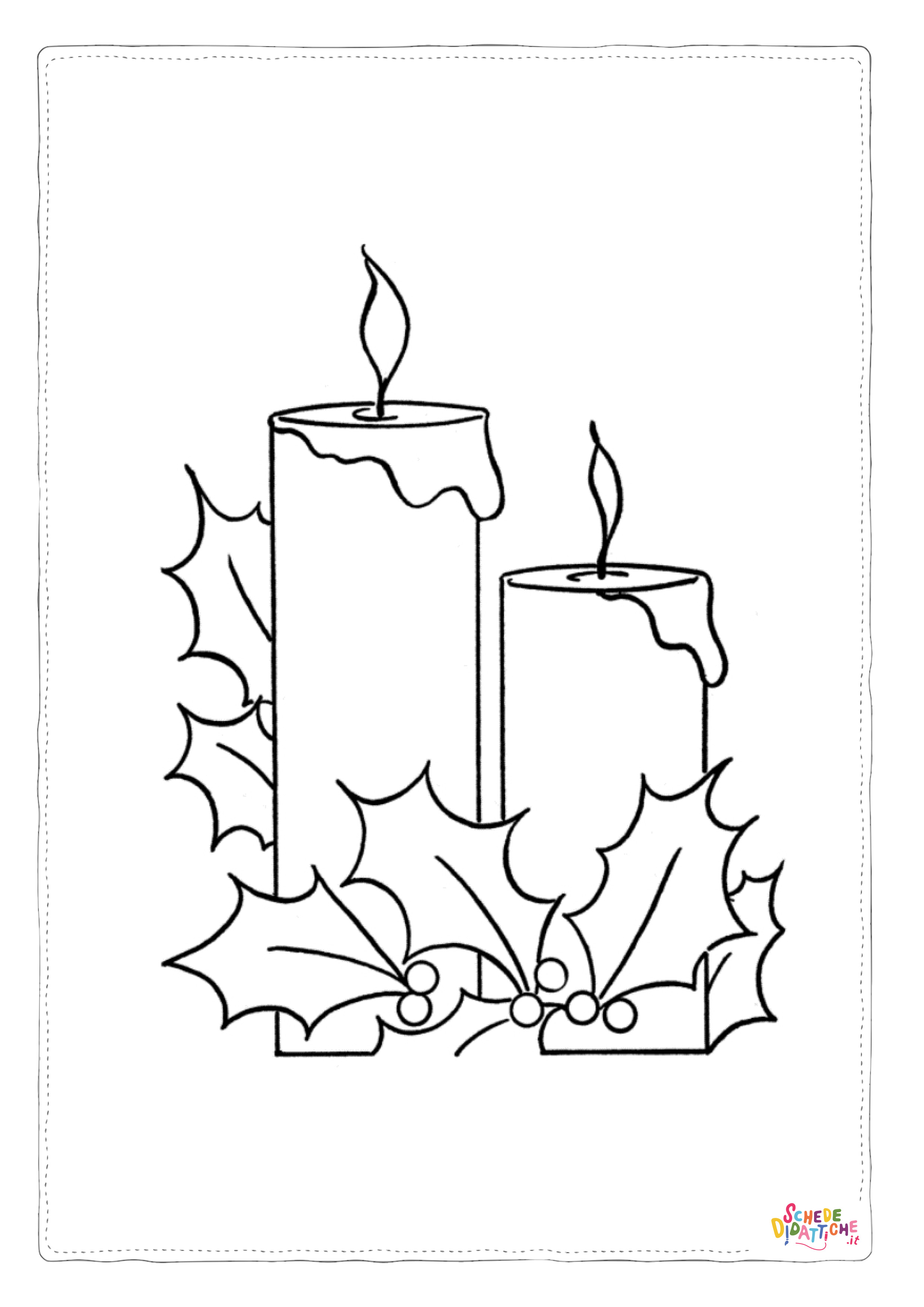 Disegno di candela natalizia da stampare e colorare 3