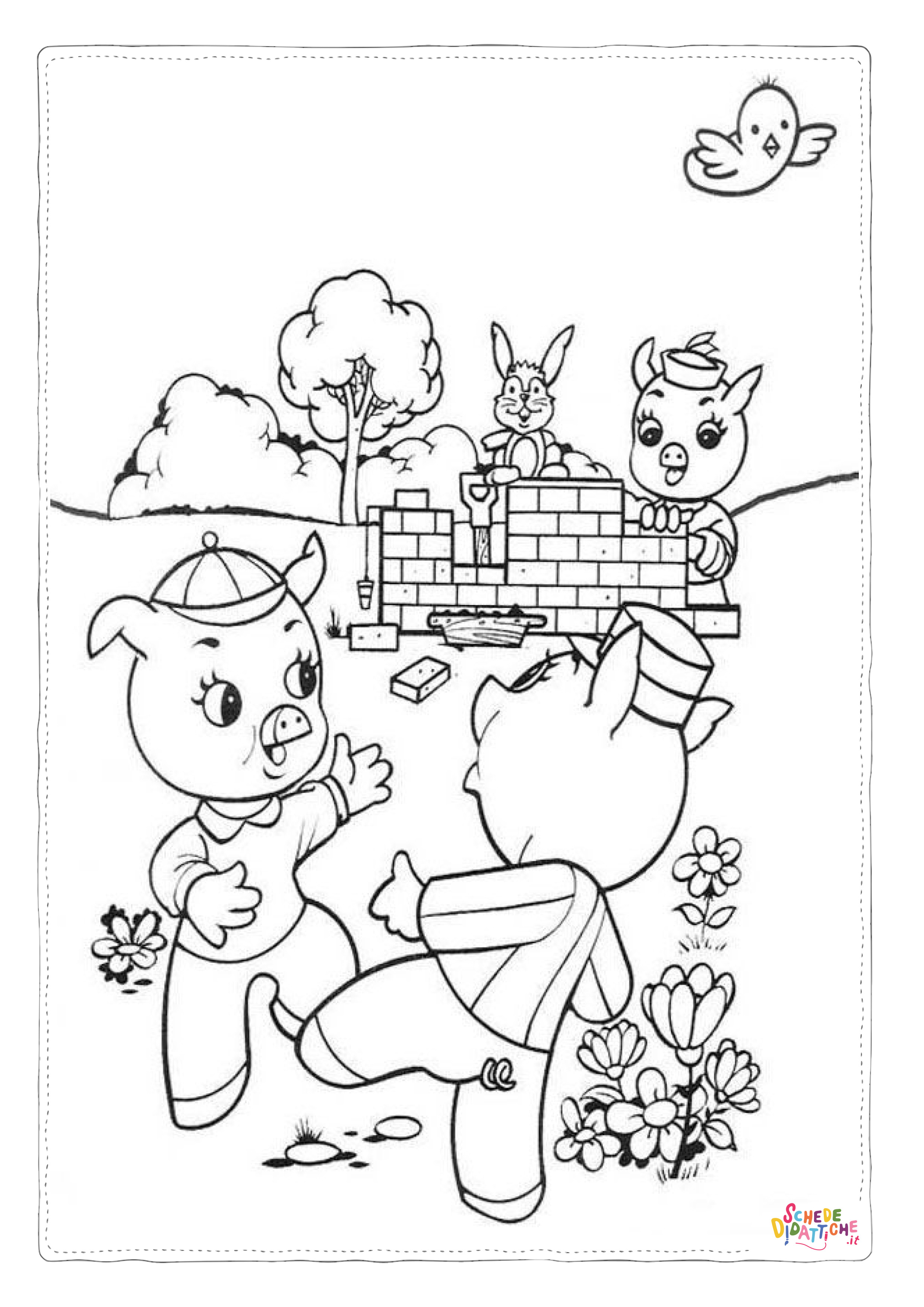 Disegno "Disegno di I tre porcellini da stampare e colorare 12" Disegno di I tre porcellini da stampare e colorare 12