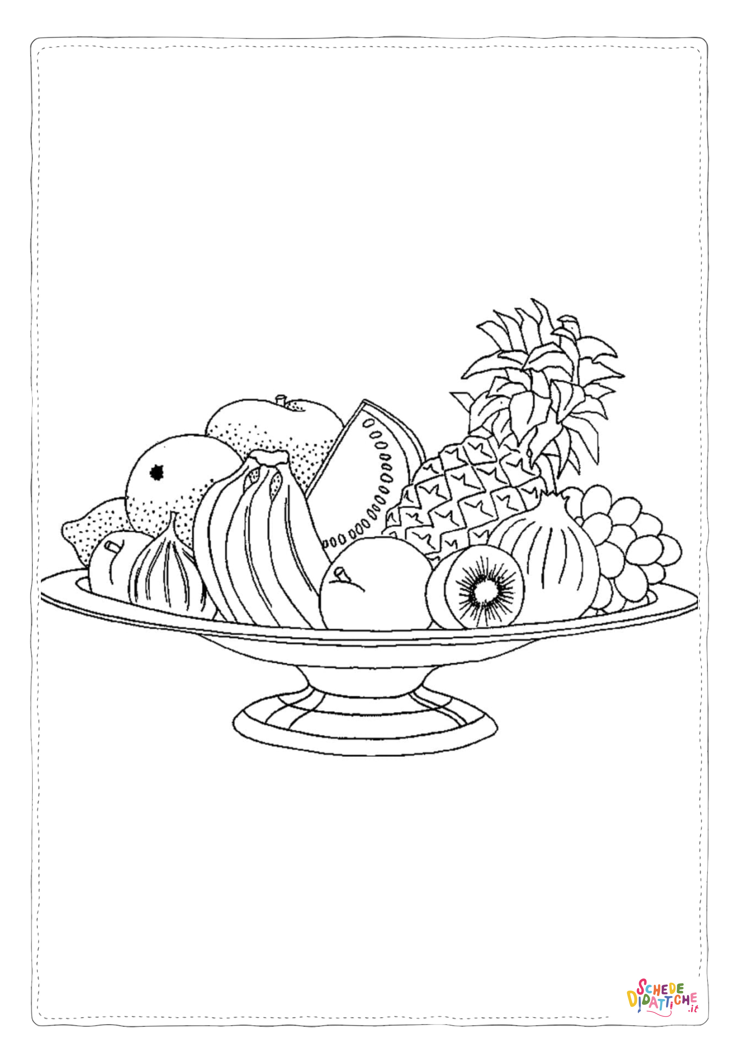Disegno di cesto di frutta da stampare e colorare 37