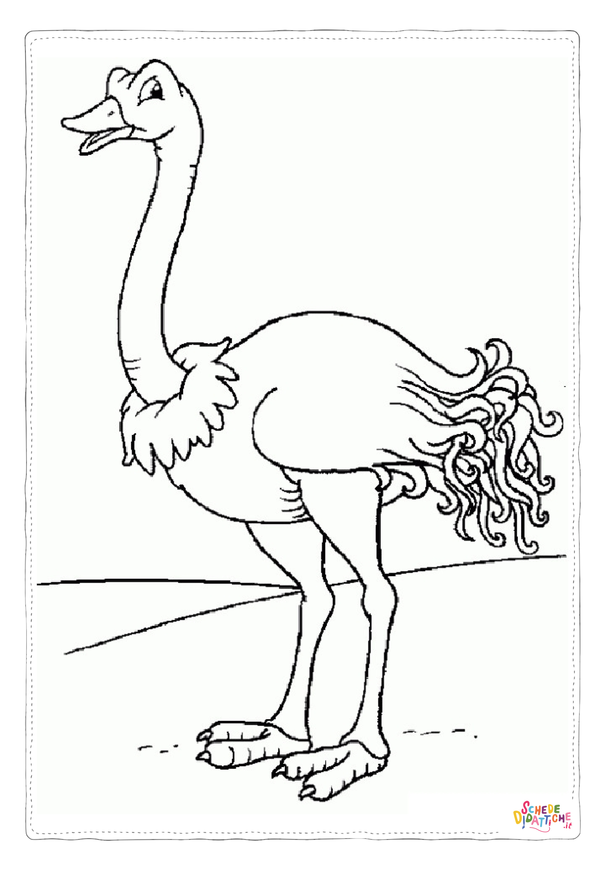 Disegno "Disegno di struzzo da stampare e colorare 4" Disegno di struzzo da stampare e colorare 4