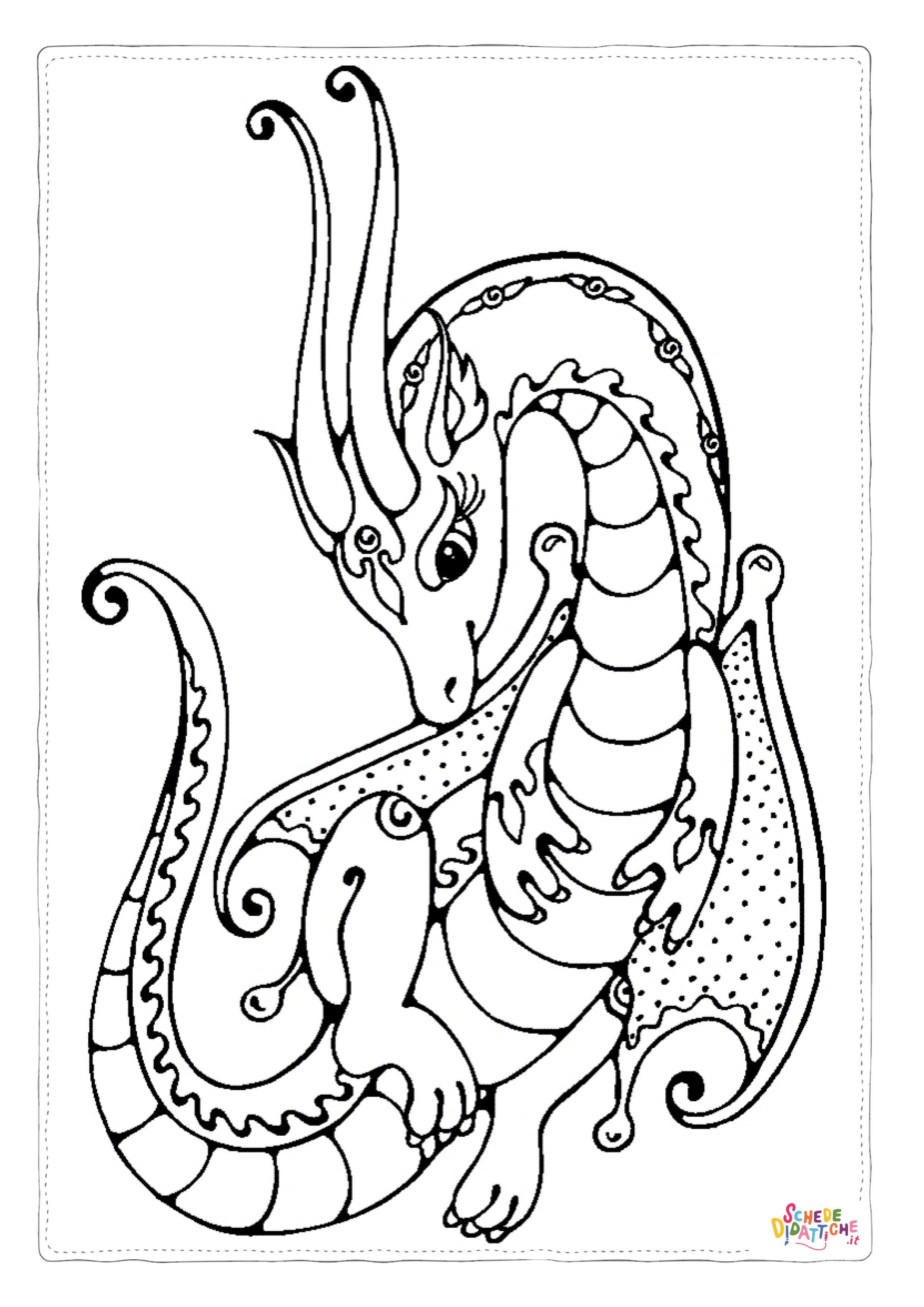 Disegno "Disegno di dragone da stampare e colorare 90" Disegno di dragone da stampare e colorare 90