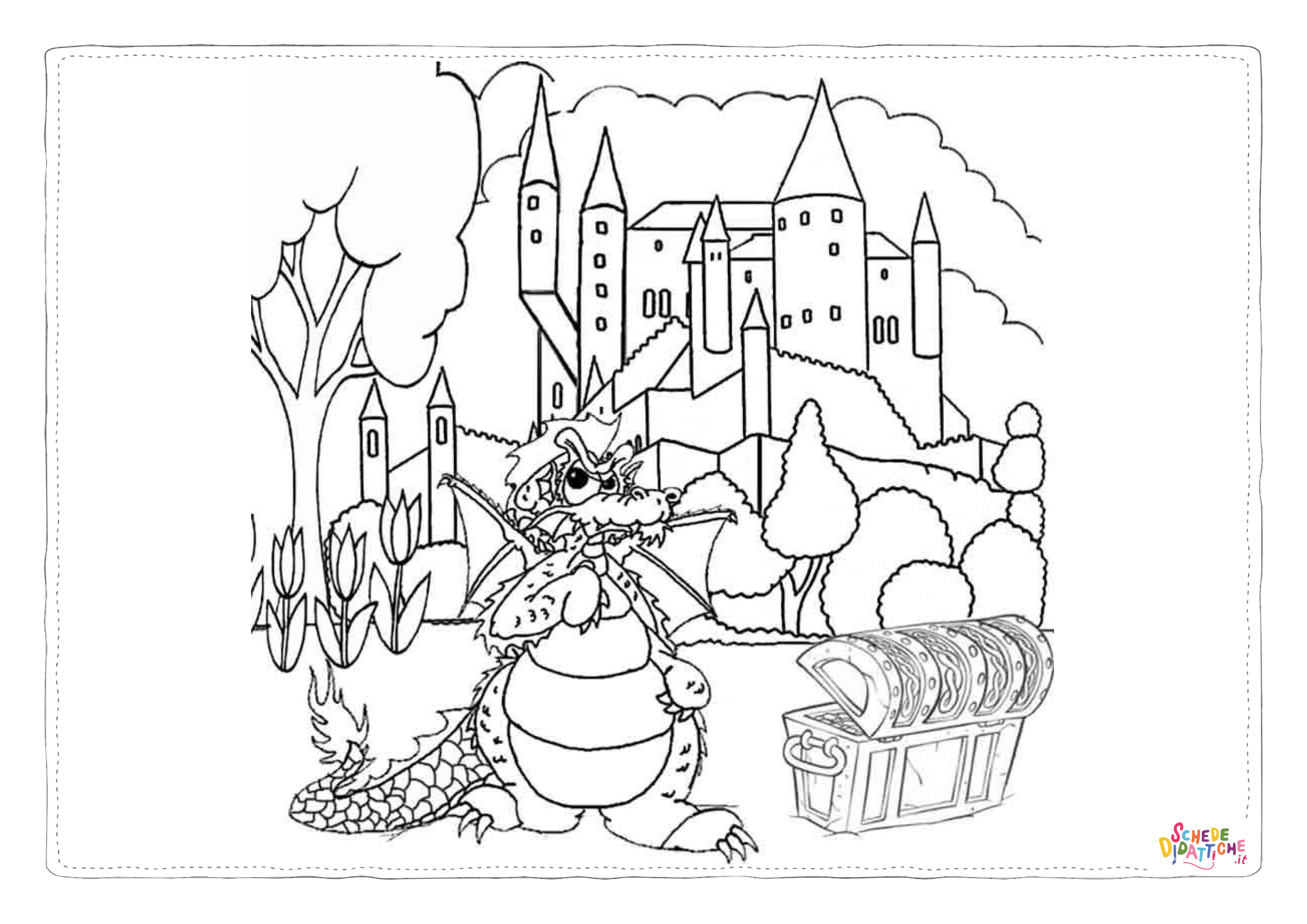 Disegno "Disegno di dragone da stampare e colorare 4" Disegno di dragone da stampare e colorare 4