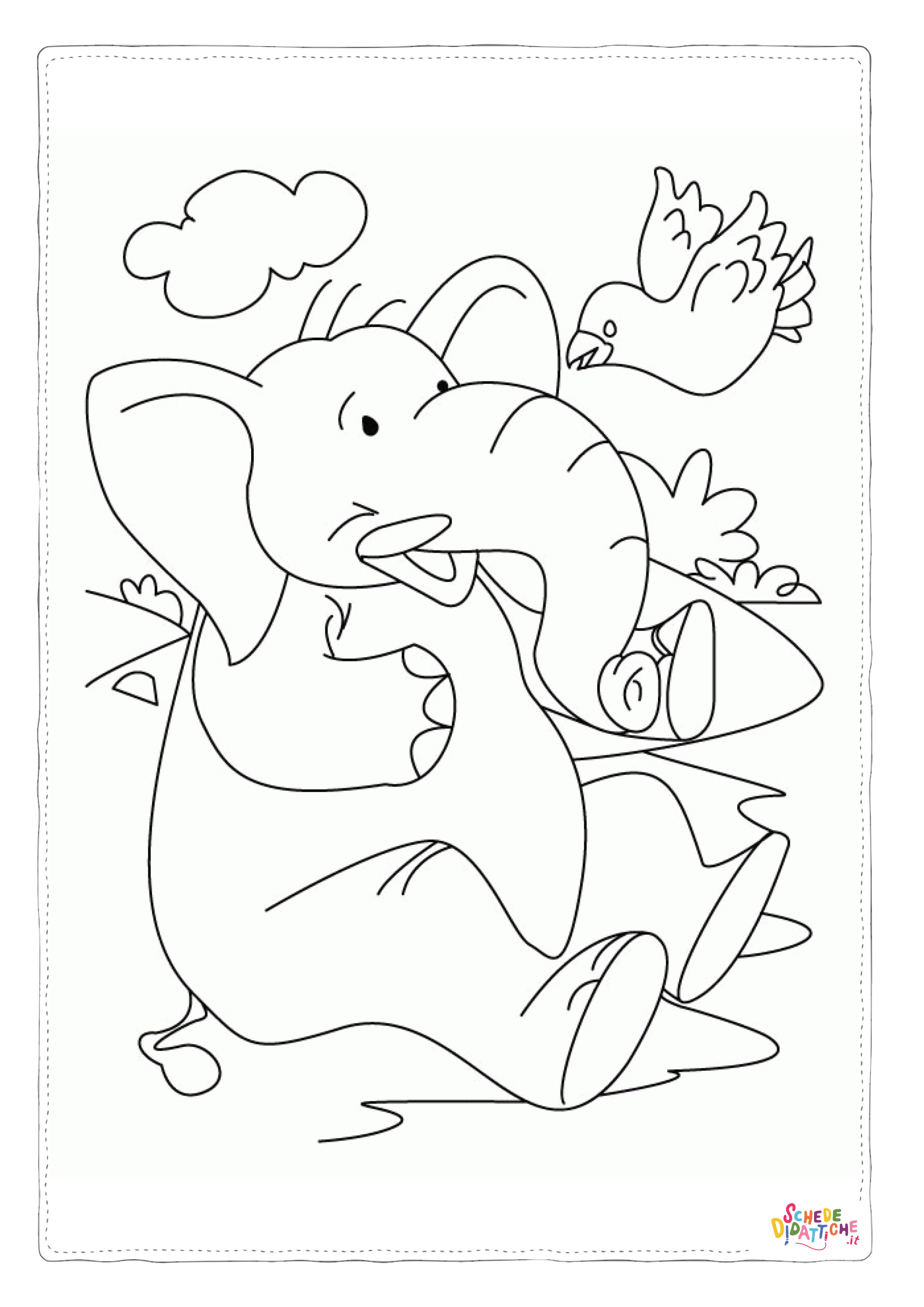 Disegno di elefante da stampare e colorare 110