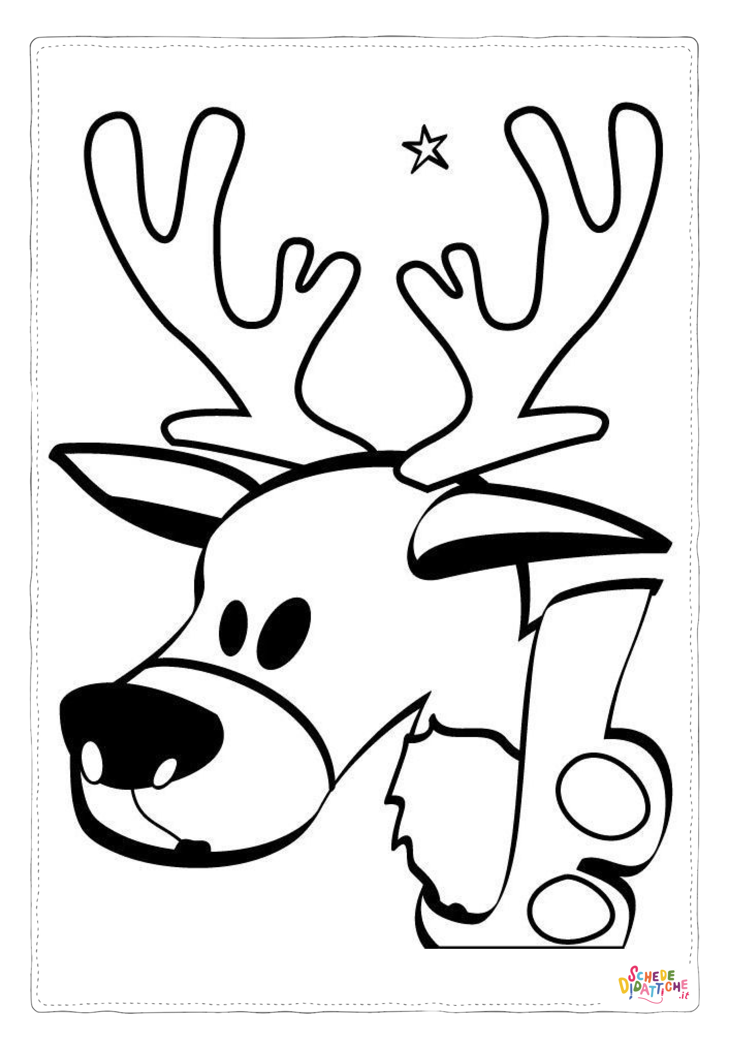 Disegno "Disegno di renna di Natale da stampare e colorare 9" Disegno di renna di Natale da stampare e colorare 9