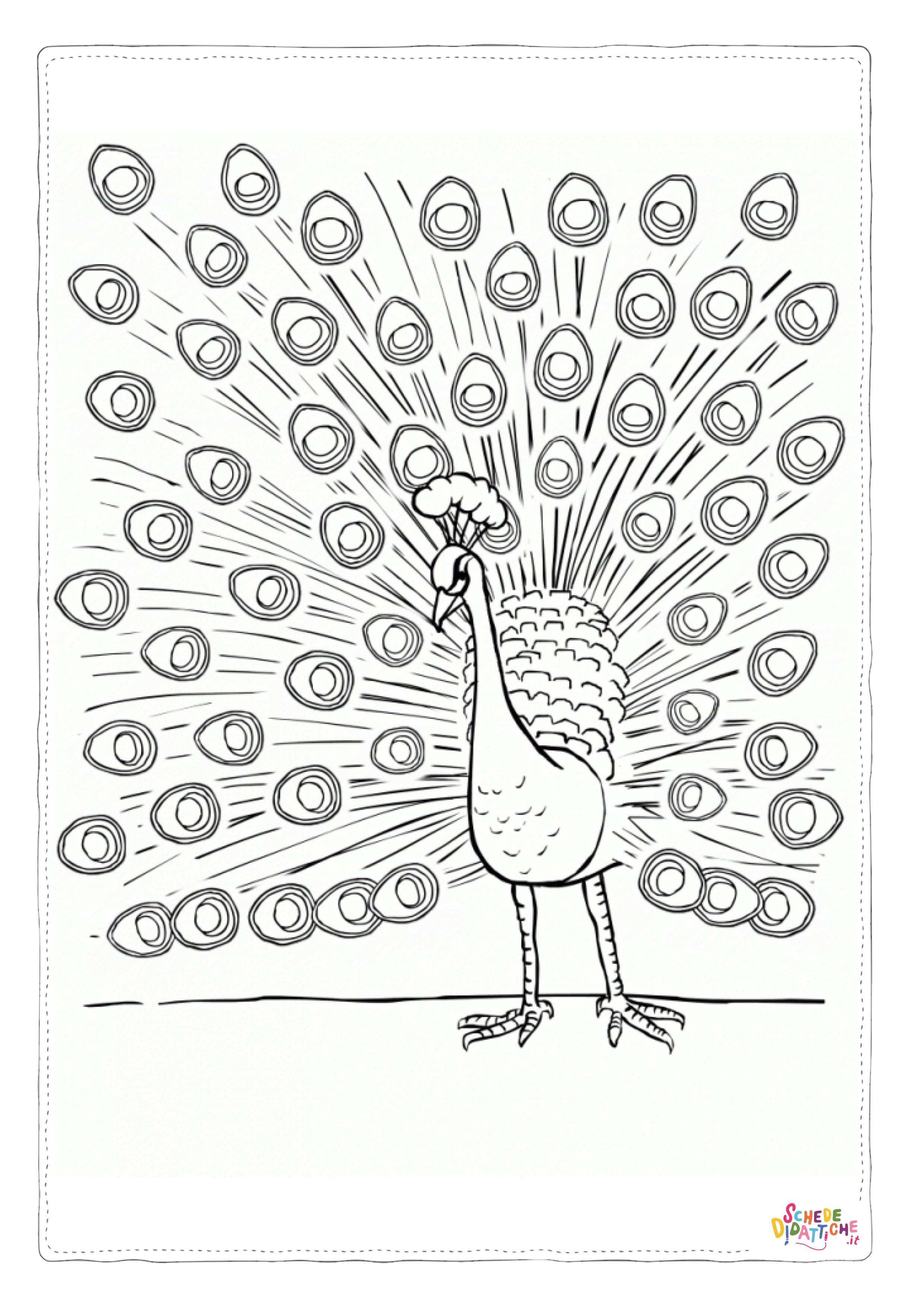 Disegno "Disegno di pavone da stampare e colorare 9" Disegno di pavone da stampare e colorare 9