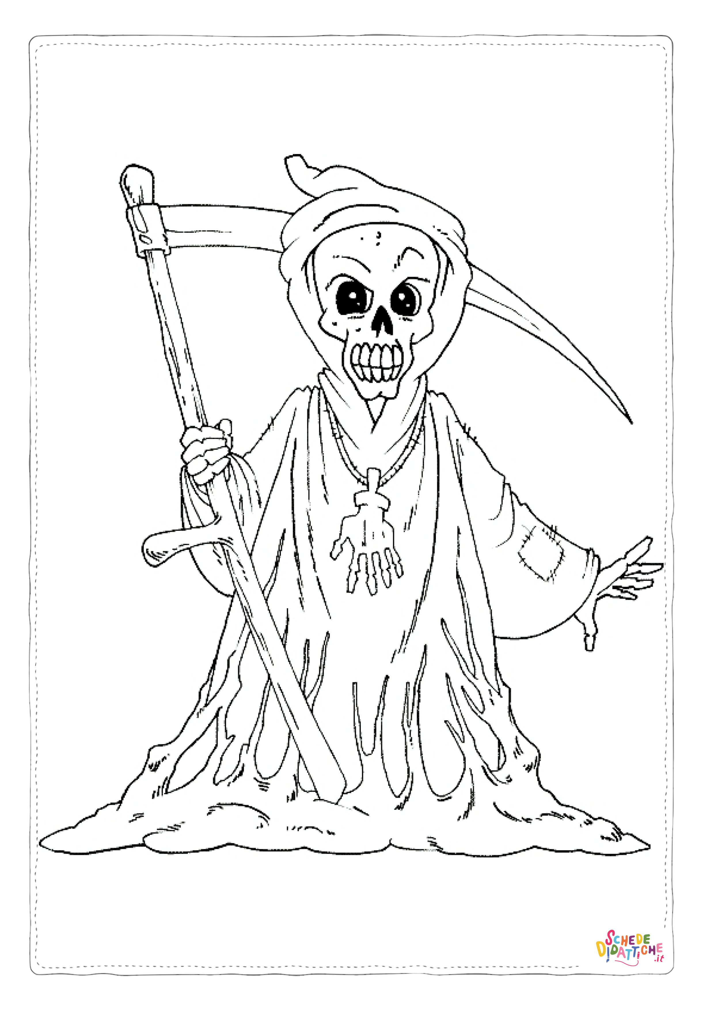Disegno "Disegno di teschio e scheletro da stampare e colorare 38" Disegno di teschio e scheletro da stampare e colorare 38