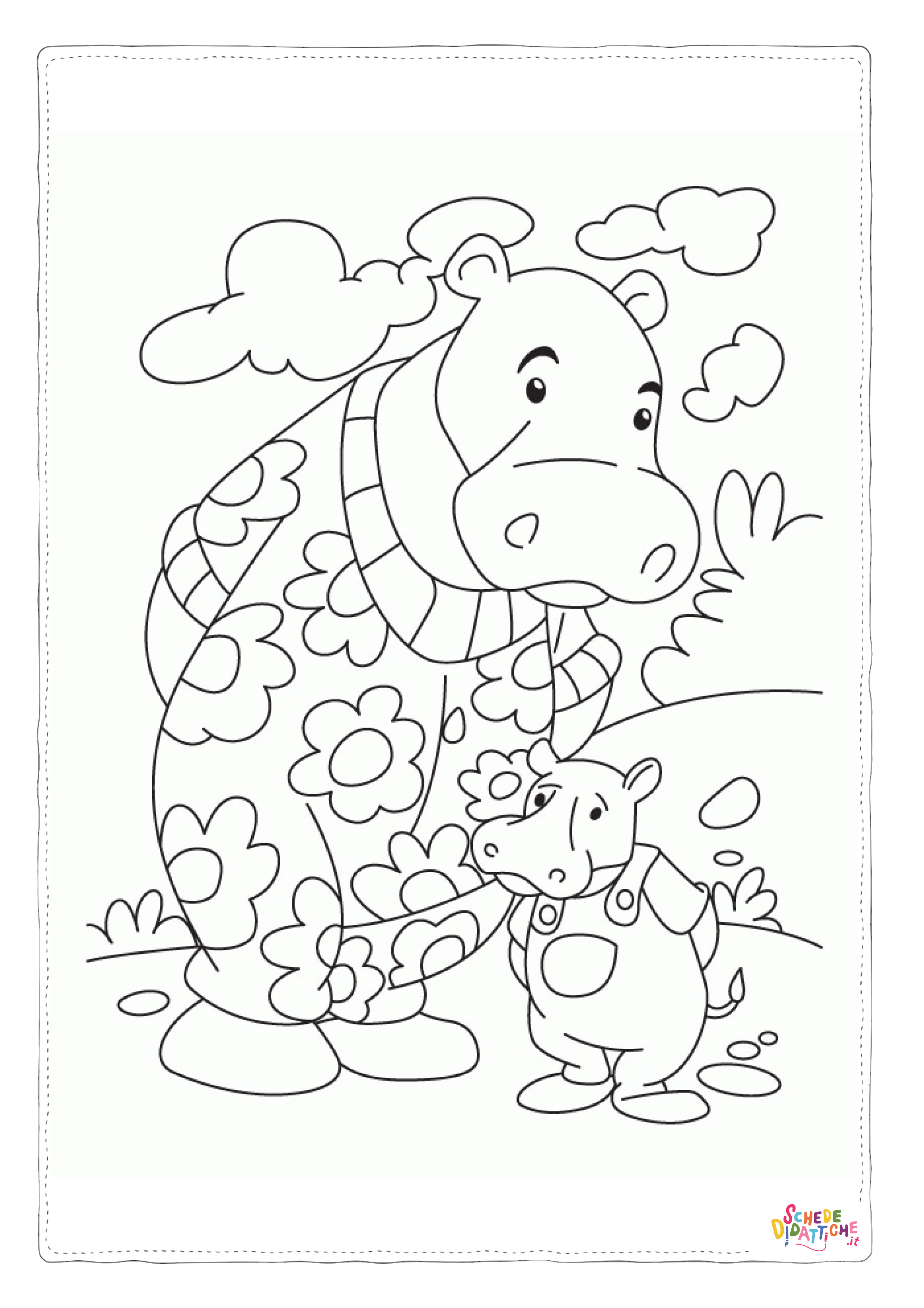 Disegno "Disegno di ippopotamo da stampare e colorare 39" Disegno di ippopotamo da stampare e colorare 39