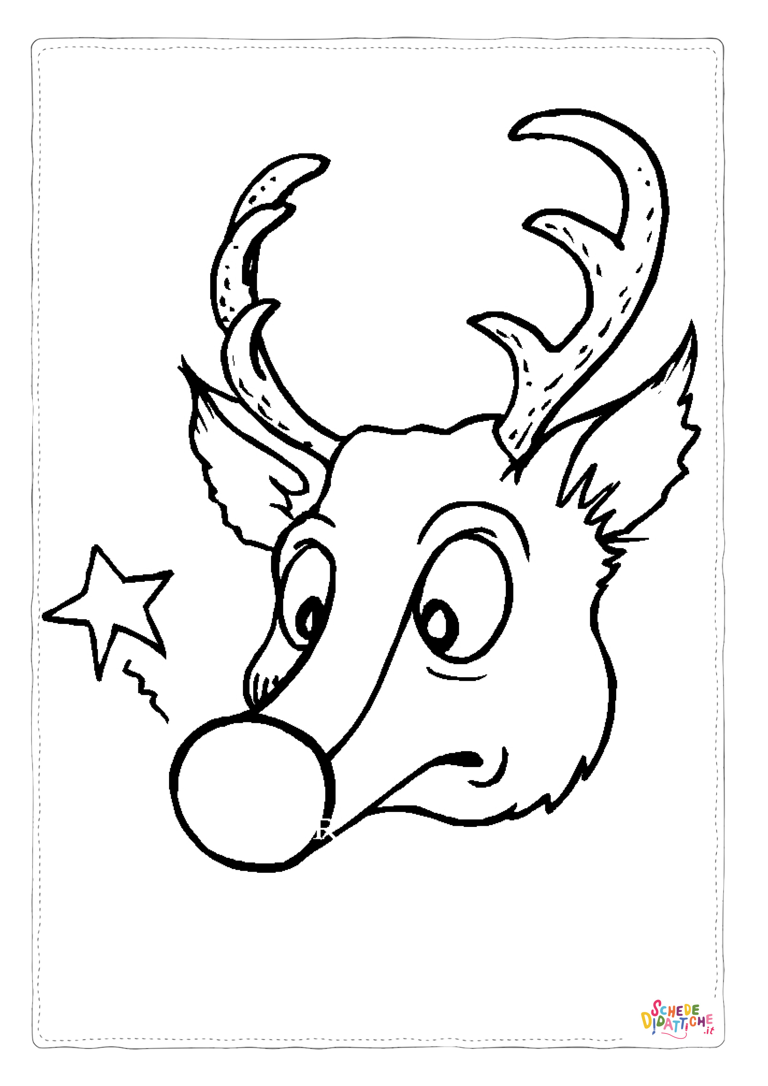 Disegno "Disegno di renna di Natale da stampare e colorare 2" Disegno di renna di Natale da stampare e colorare 2