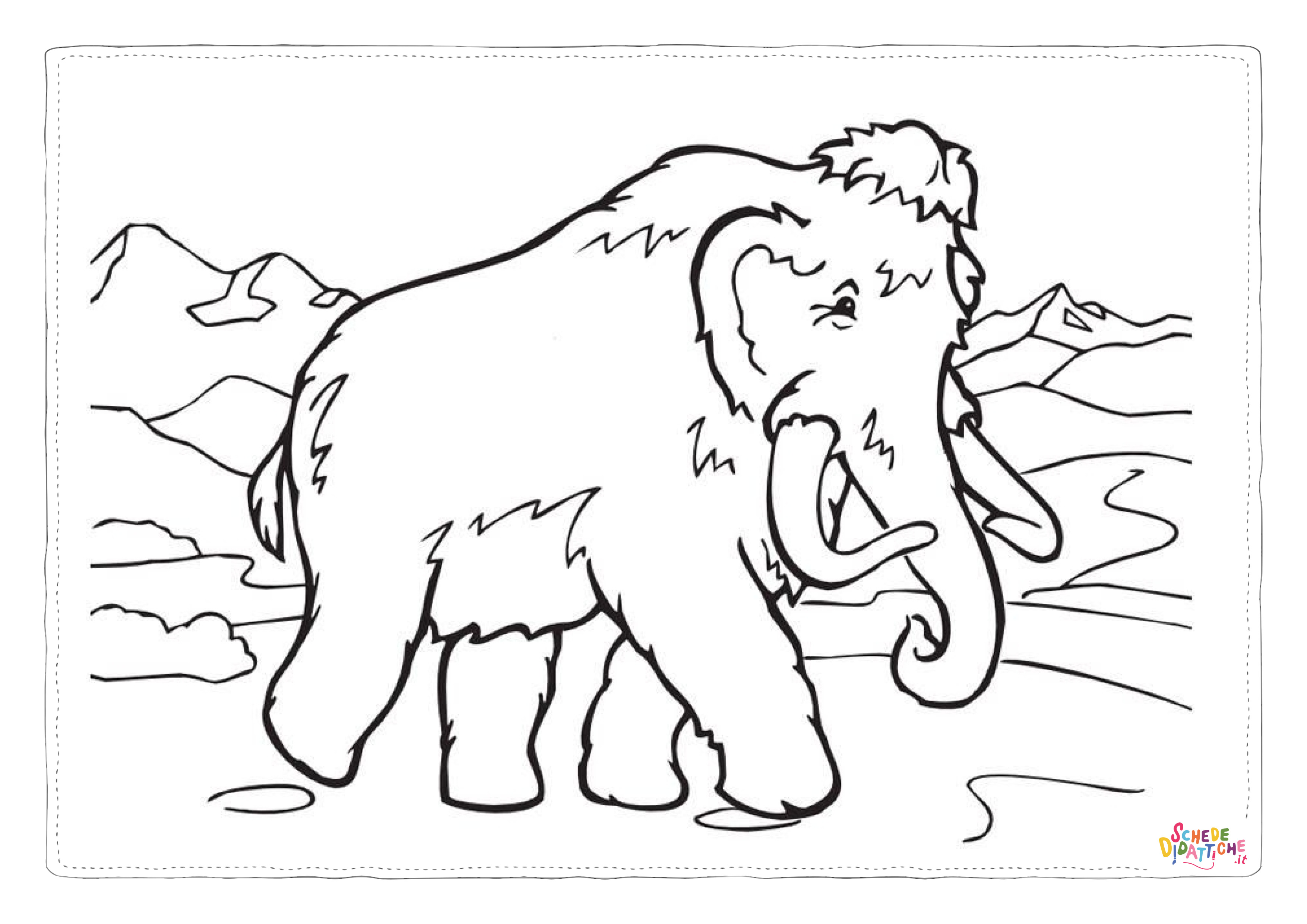 Disegno "Disegno di mammut da stampare e colorare 1" Disegno di mammut da stampare e colorare 1