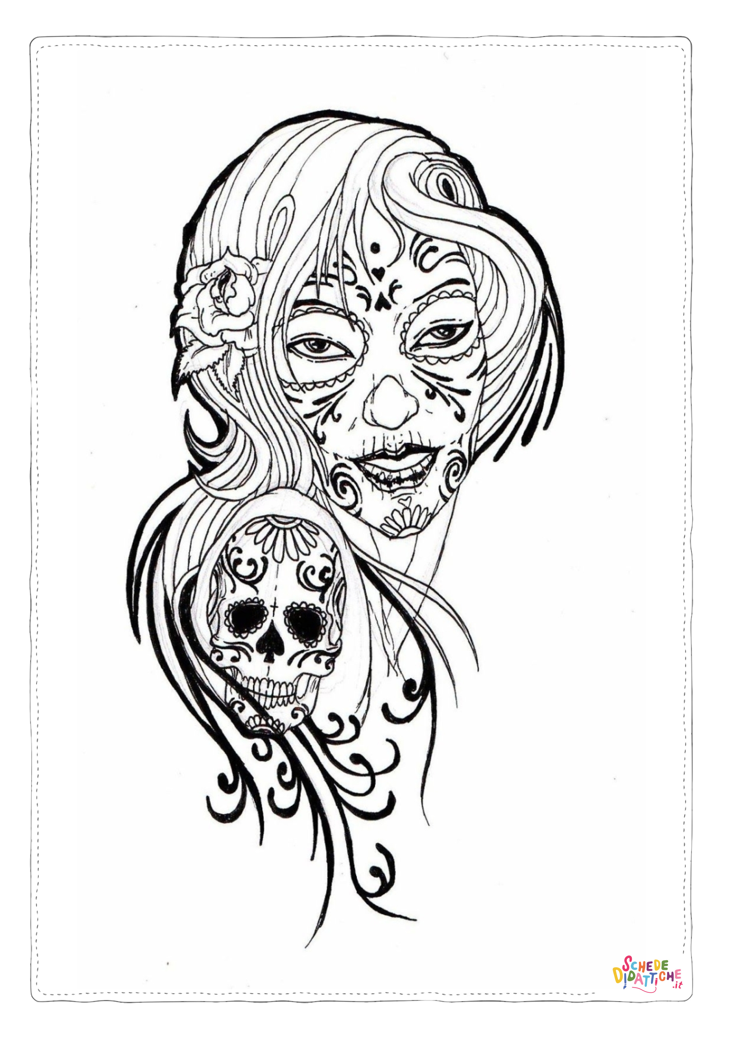 Disegno "Disegno di teschio e scheletro da stampare e colorare 18" Disegno di teschio e scheletro da stampare e colorare 18