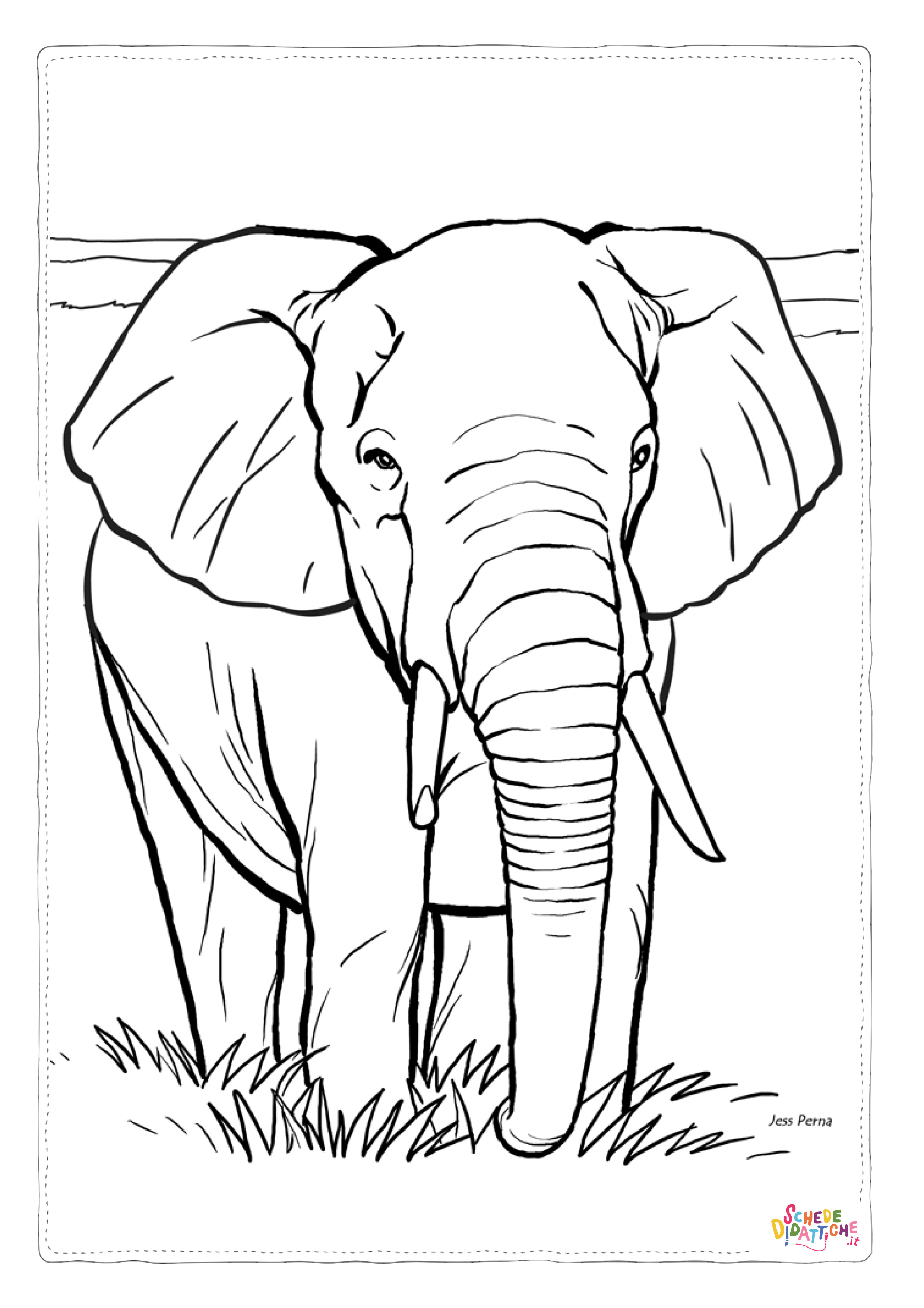 Disegno "Disegno di elefante da stampare e colorare 123" Disegno di elefante da stampare e colorare 123