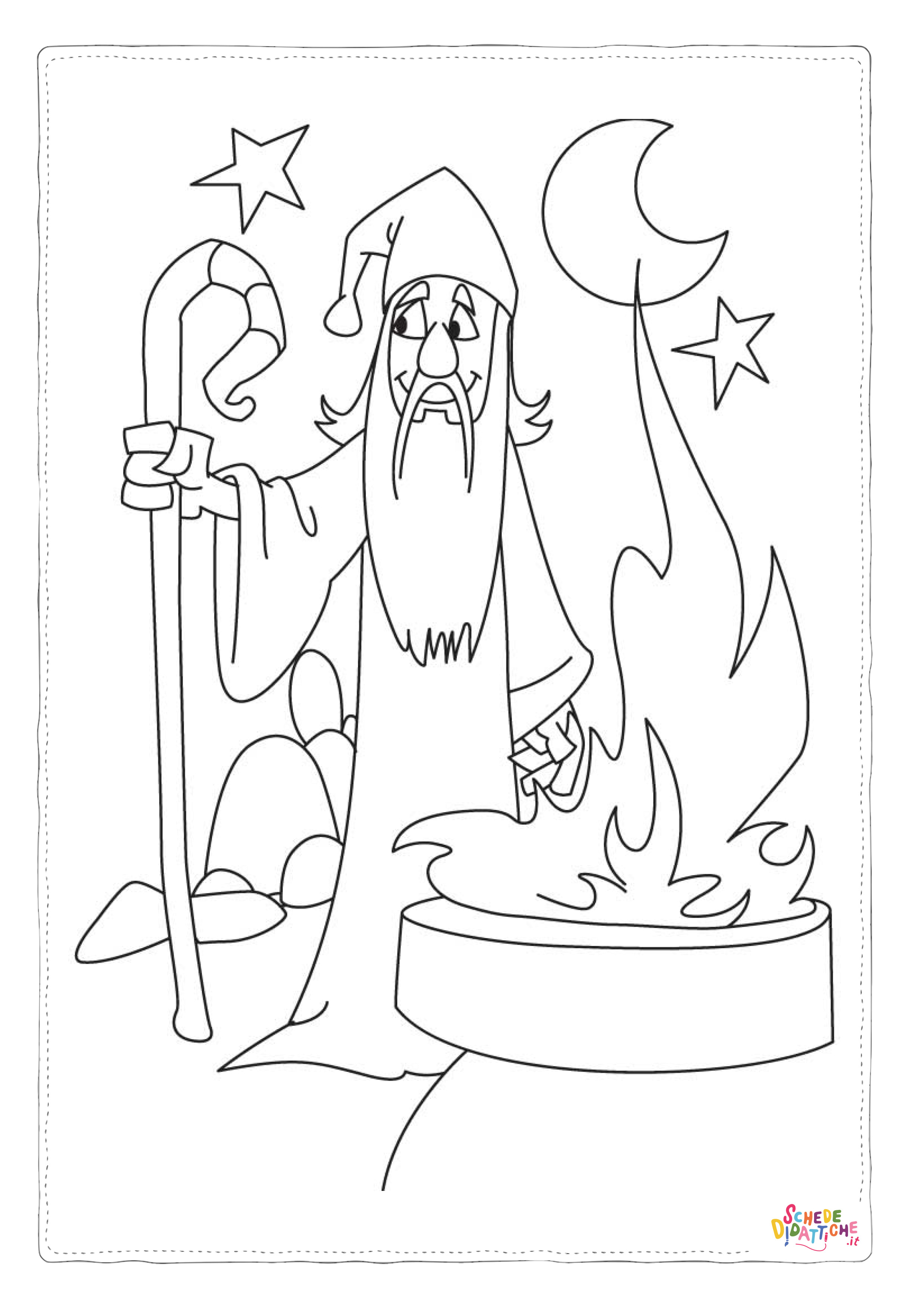 Disegno "Disegno di mago da stampare e colorare 1" Disegno di mago da stampare e colorare 1