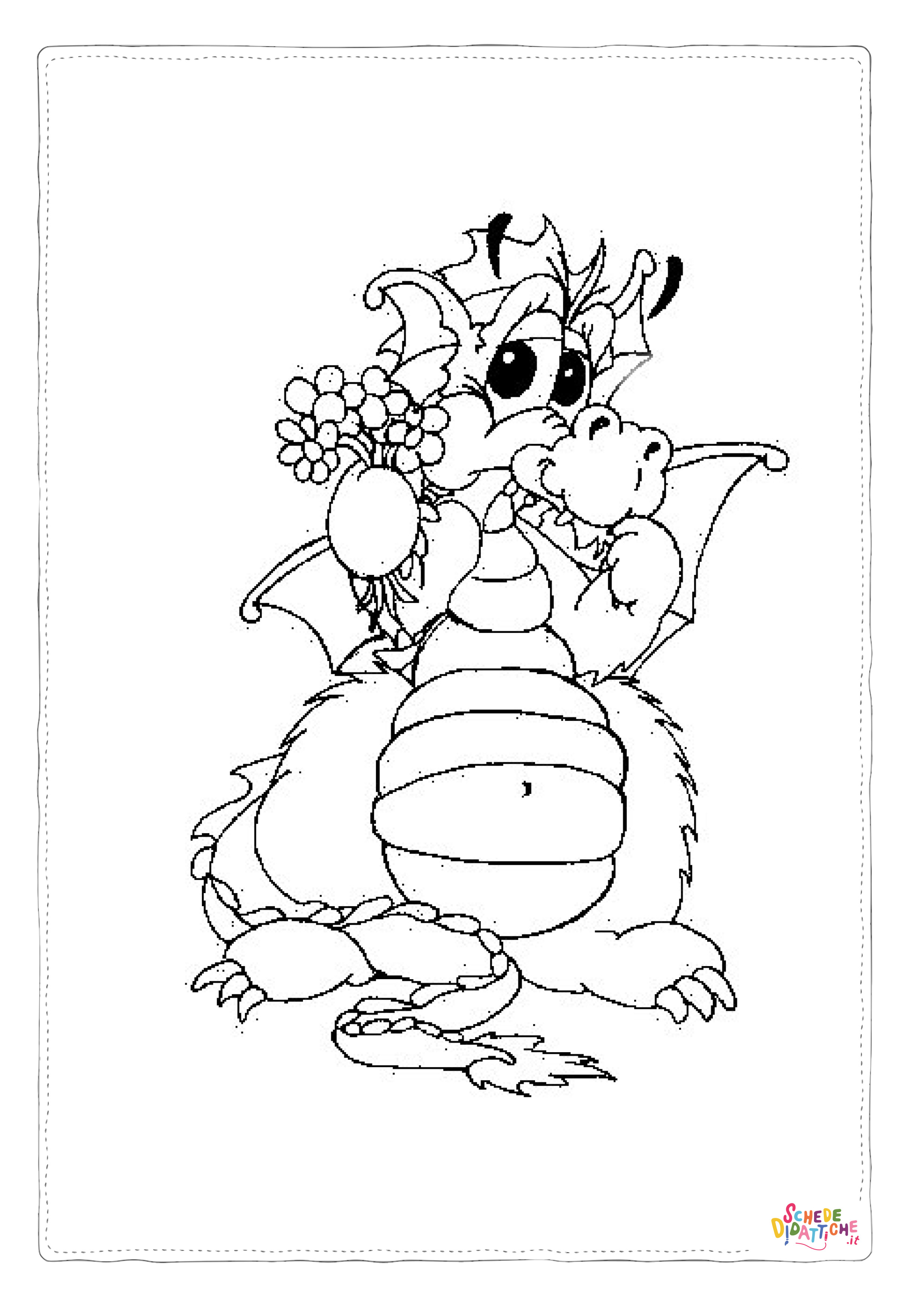 Disegno "Disegno di dragone da stampare e colorare 130" Disegno di dragone da stampare e colorare 130