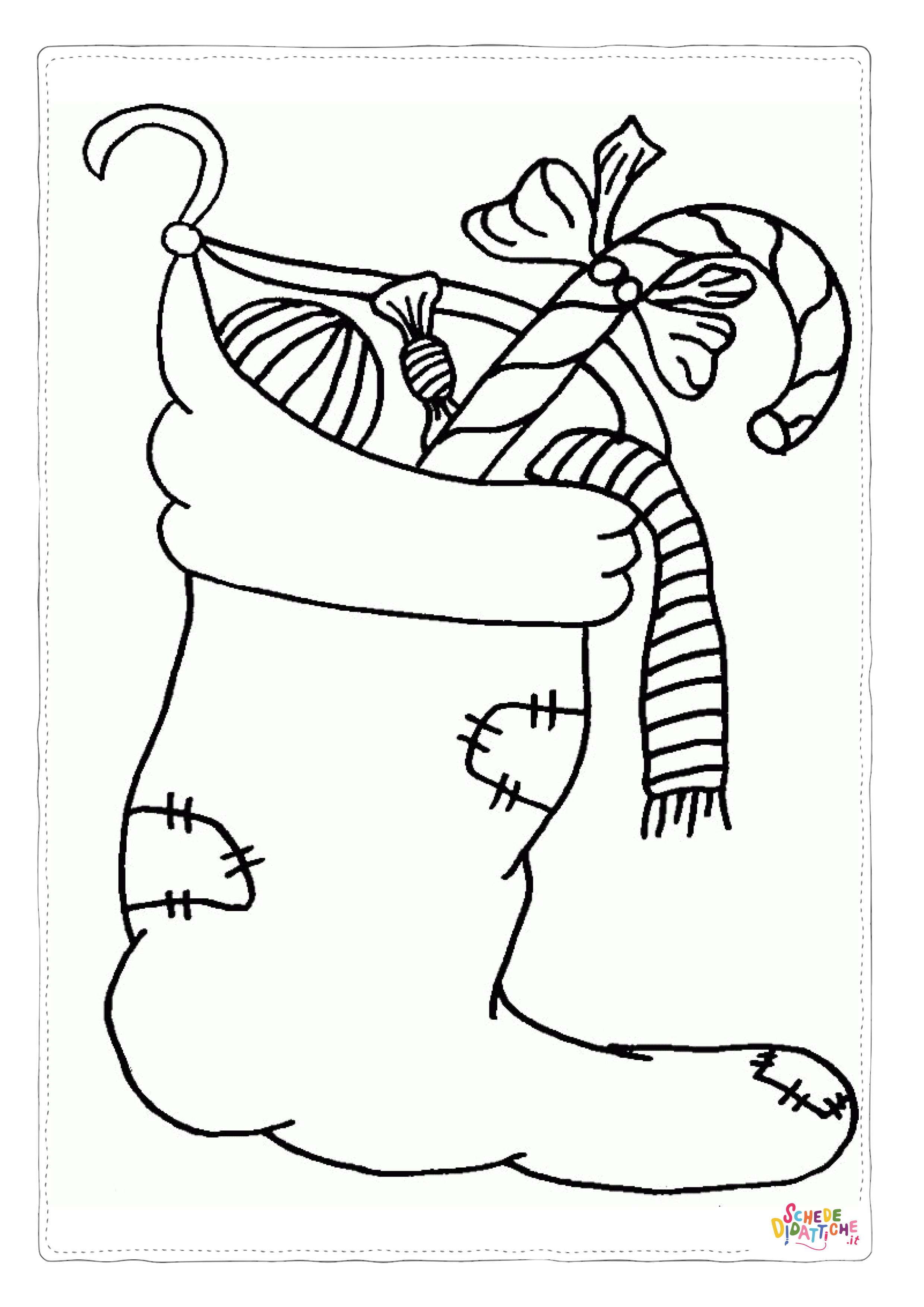 Disegno di calza di Natale da stampare e colorare 10