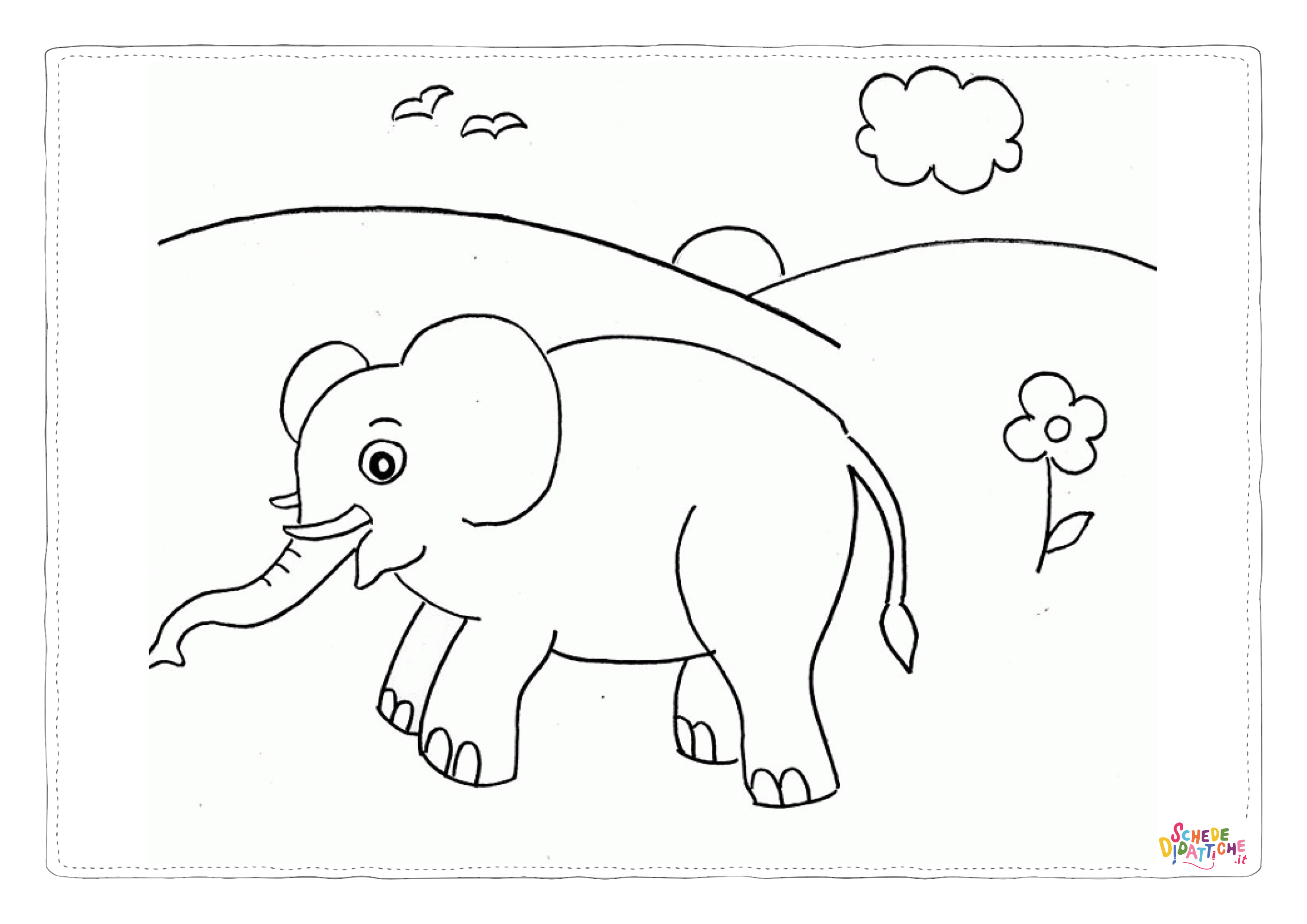 Disegno "Disegno di elefante da stampare e colorare 119" Disegno di elefante da stampare e colorare 119