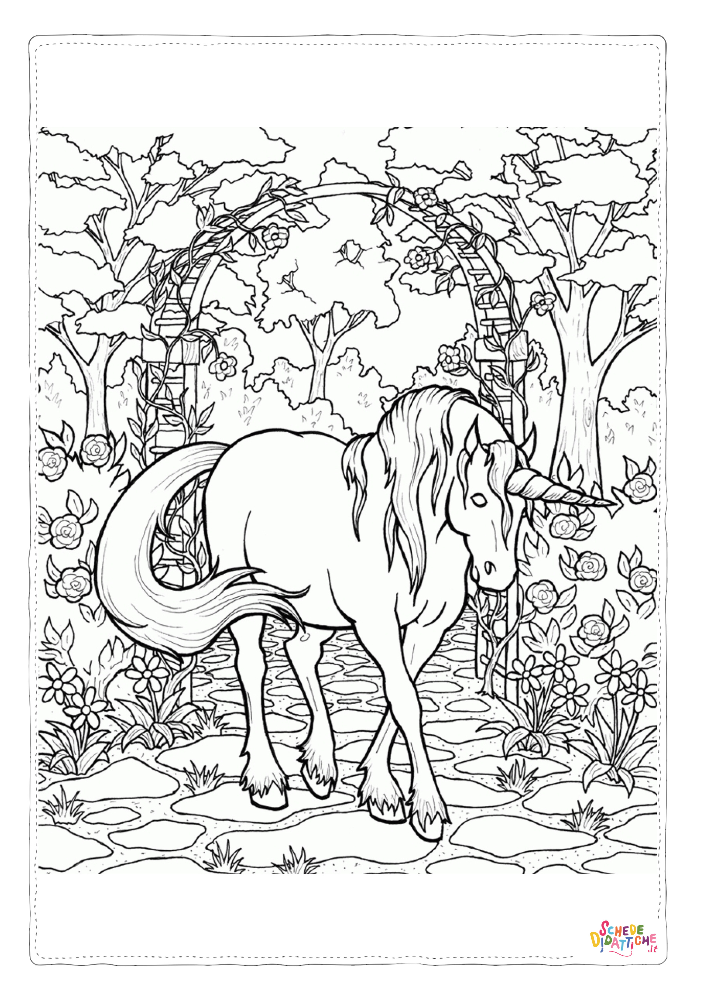Disegno "Disegno di unicorno da stampare e colorare 6" Disegno di unicorno da stampare e colorare 6