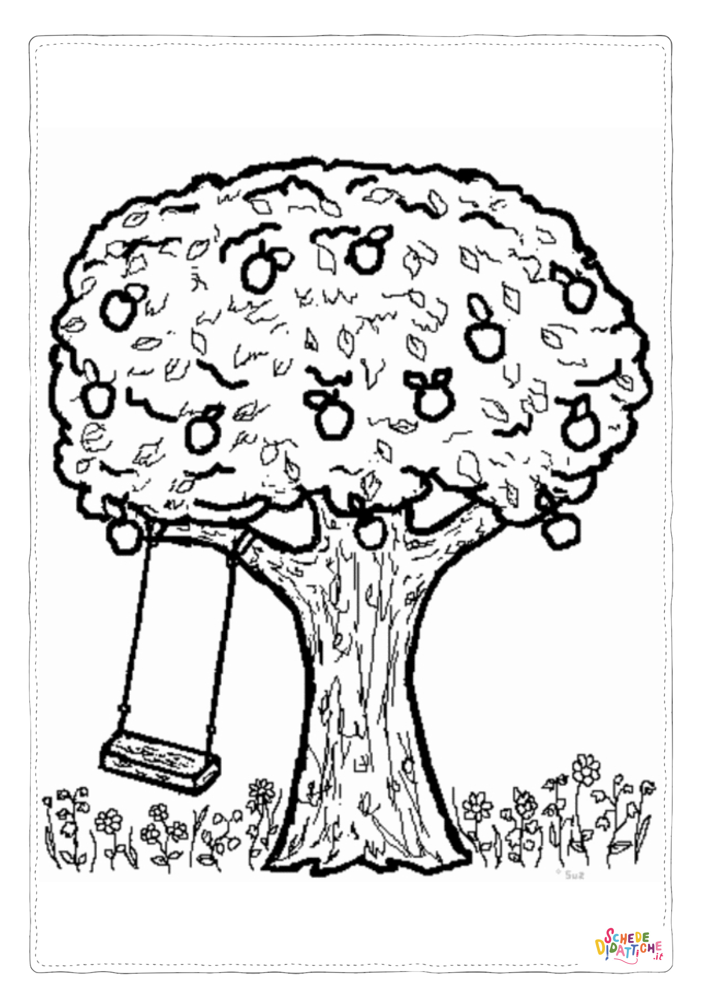 Disegno "Disegno di albero da frutta da stampare e colorare 6" Disegno di albero da frutta da stampare e colorare 6