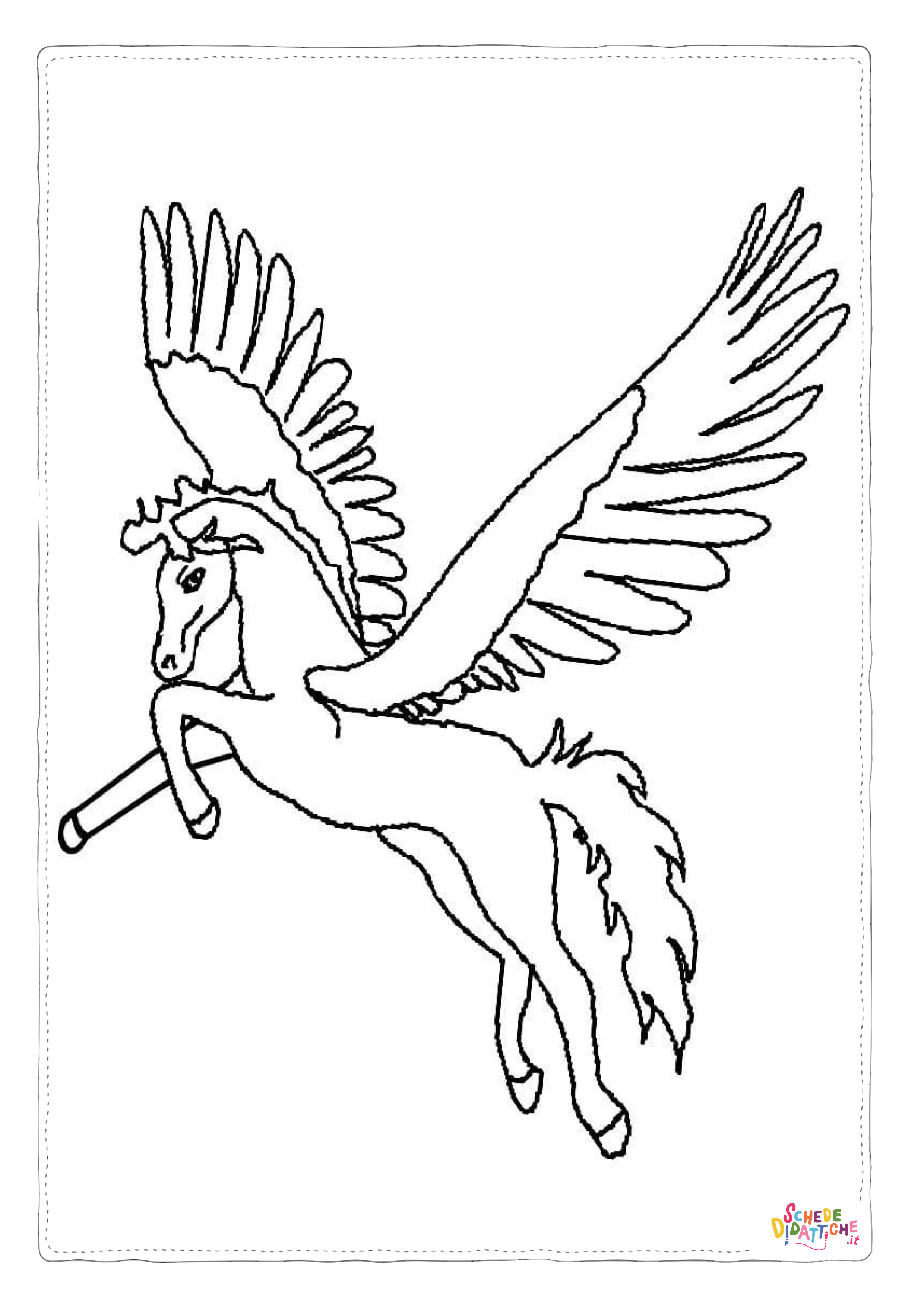 Disegno di cavallo alato da stampare e colorare 10