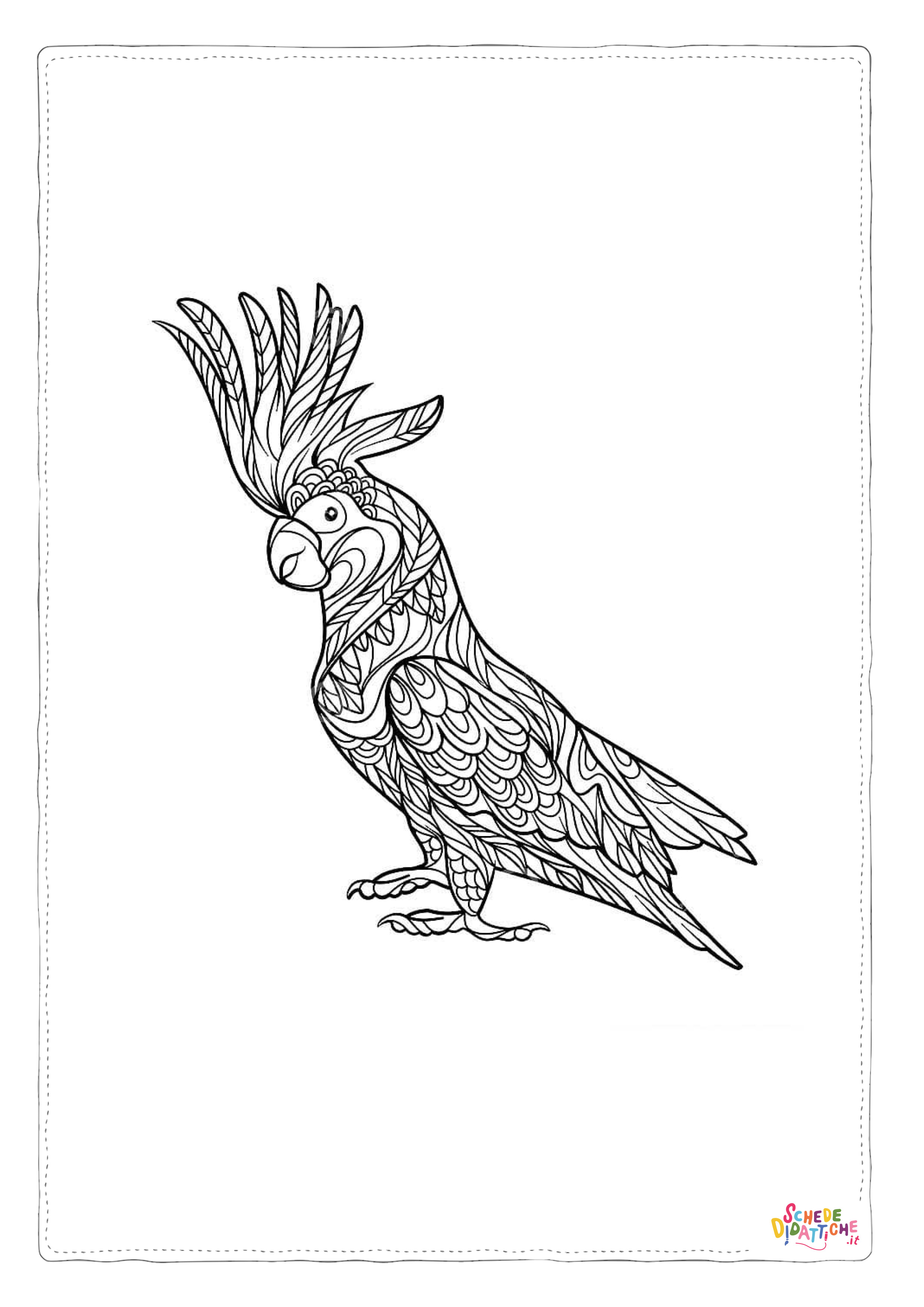 Disegno "Disegno di pappagallo da stampare e colorare 111" Disegno di pappagallo da stampare e colorare 111
