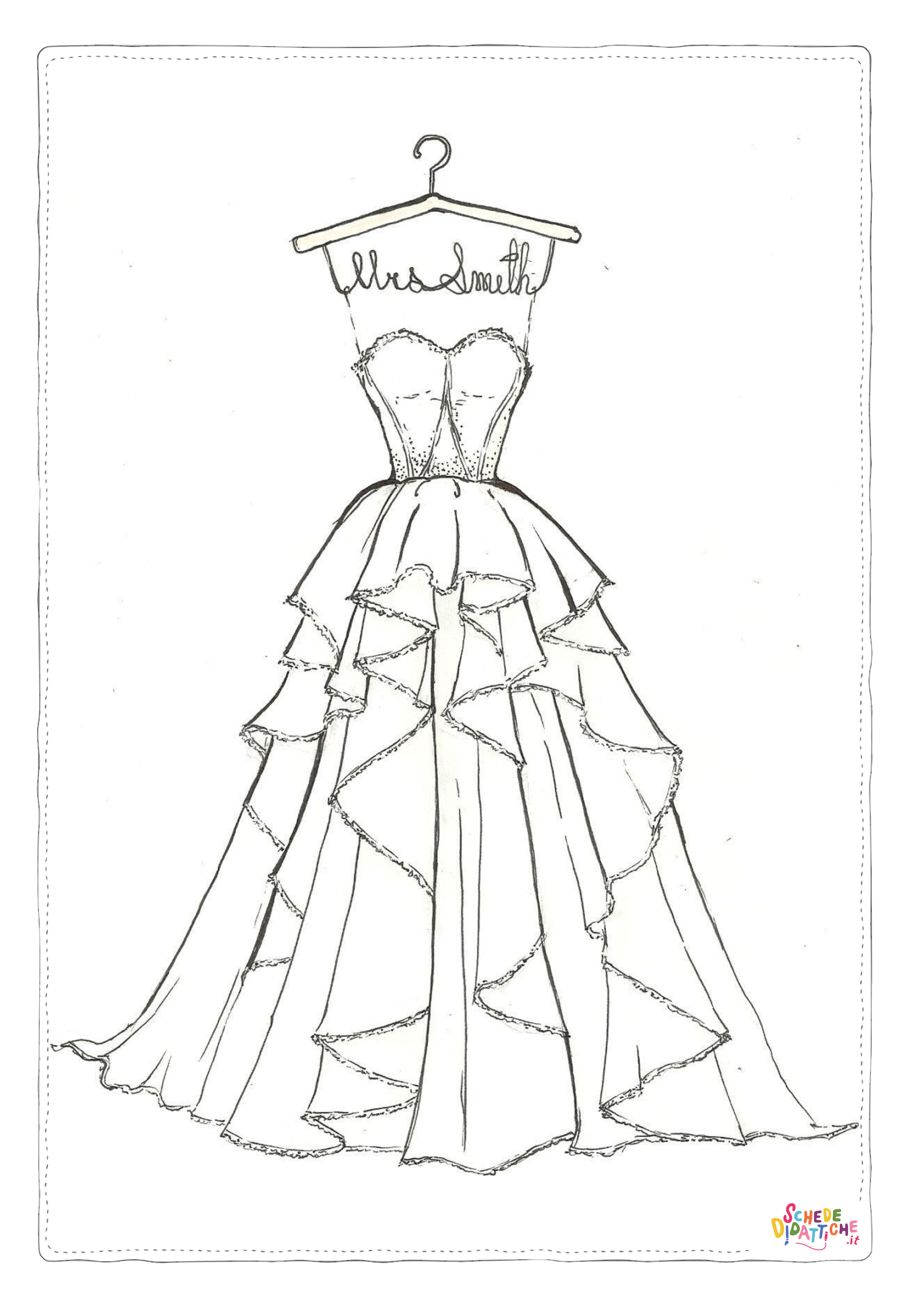 Disegno di vestito da donna da stampare e colorare 11