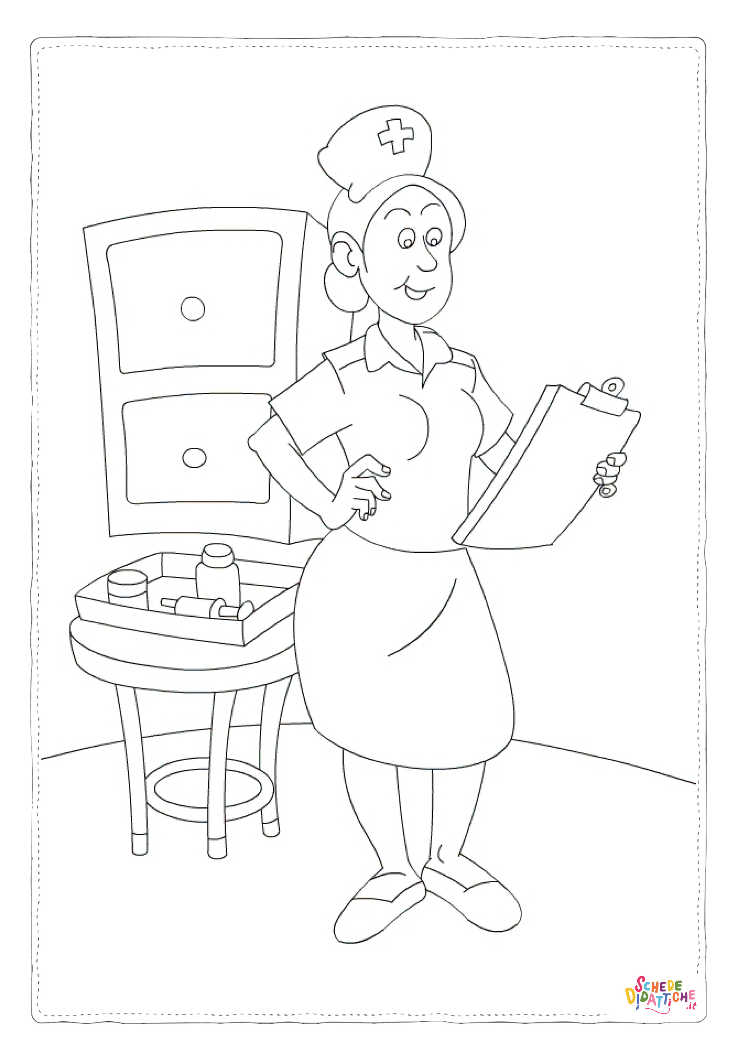 Disegno "Disegno di infermiere da stampare e colorare 6" Disegno di infermiere da stampare e colorare 6