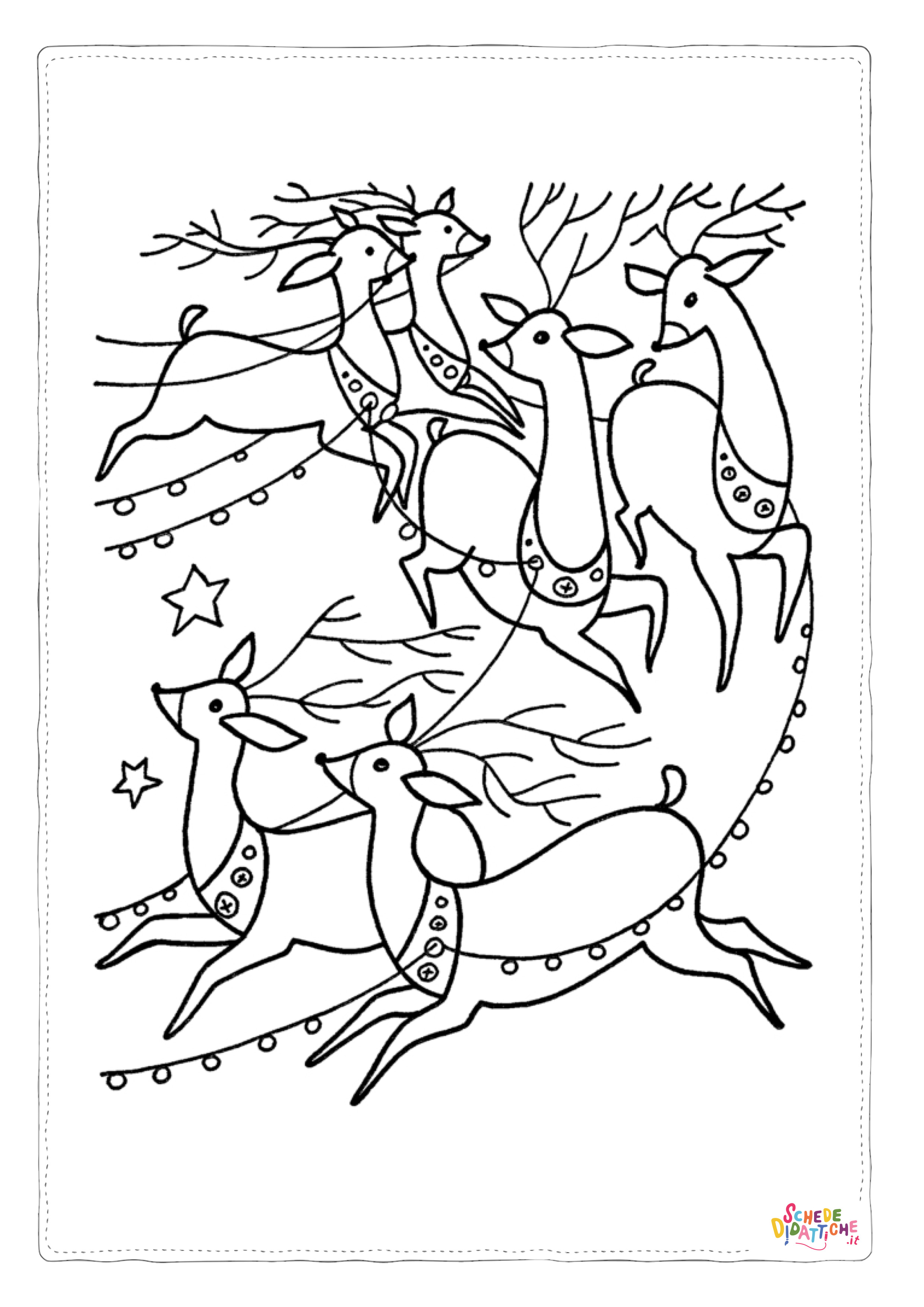 Disegno "Disegno di renna di Natale da stampare e colorare 35" Disegno di renna di Natale da stampare e colorare 35