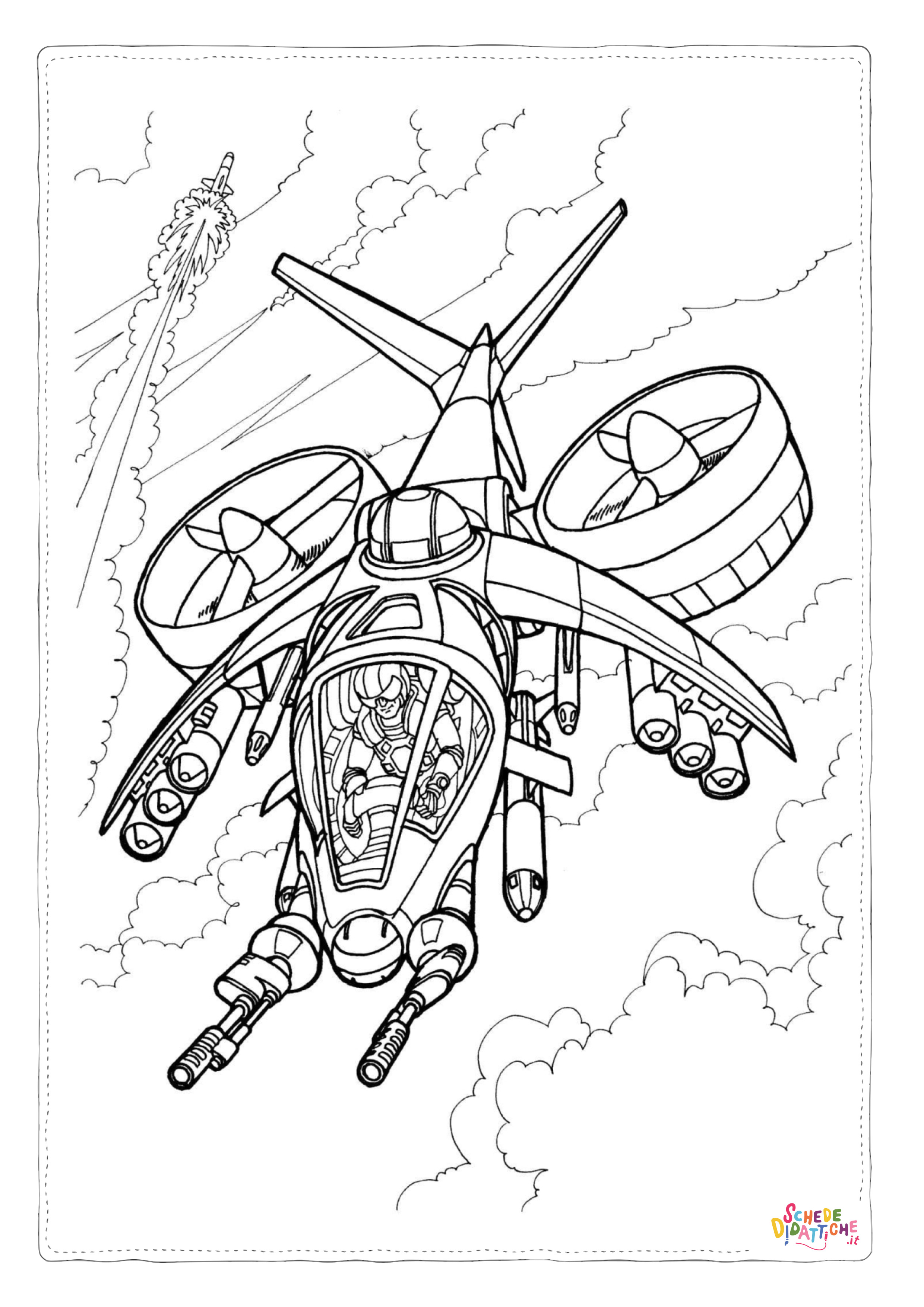 Disegno di aereo militare da stampare e colorare 9