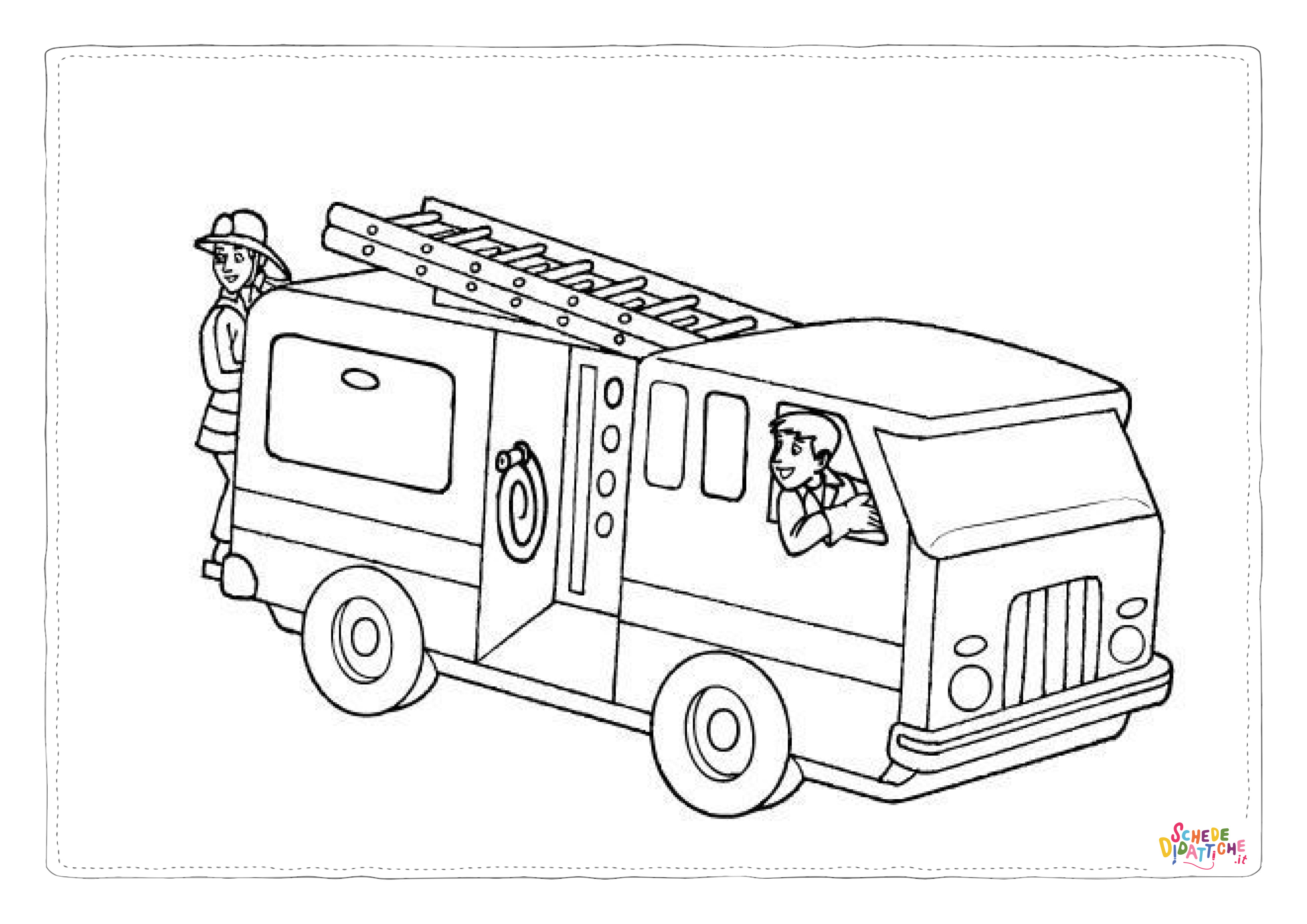 Disegno di camion dei pompieri da stampare e colorare 41
