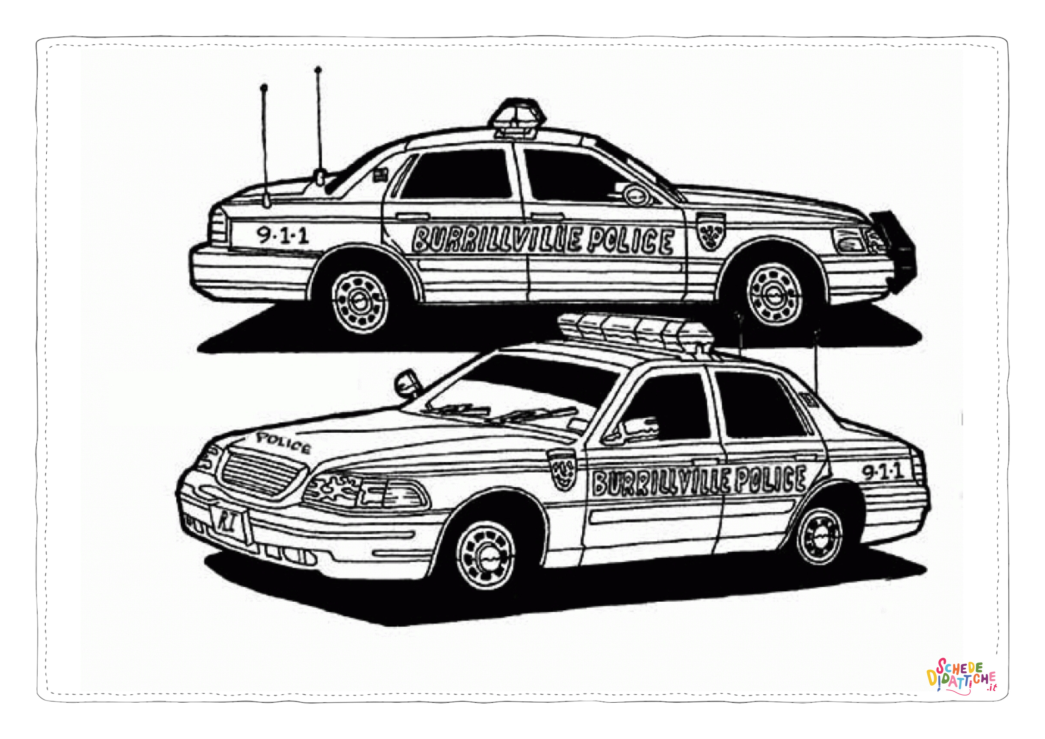 Disegno "Disegno di auto della polizia da stampare e colorare 11" Disegno di auto della polizia da stampare e colorare 11