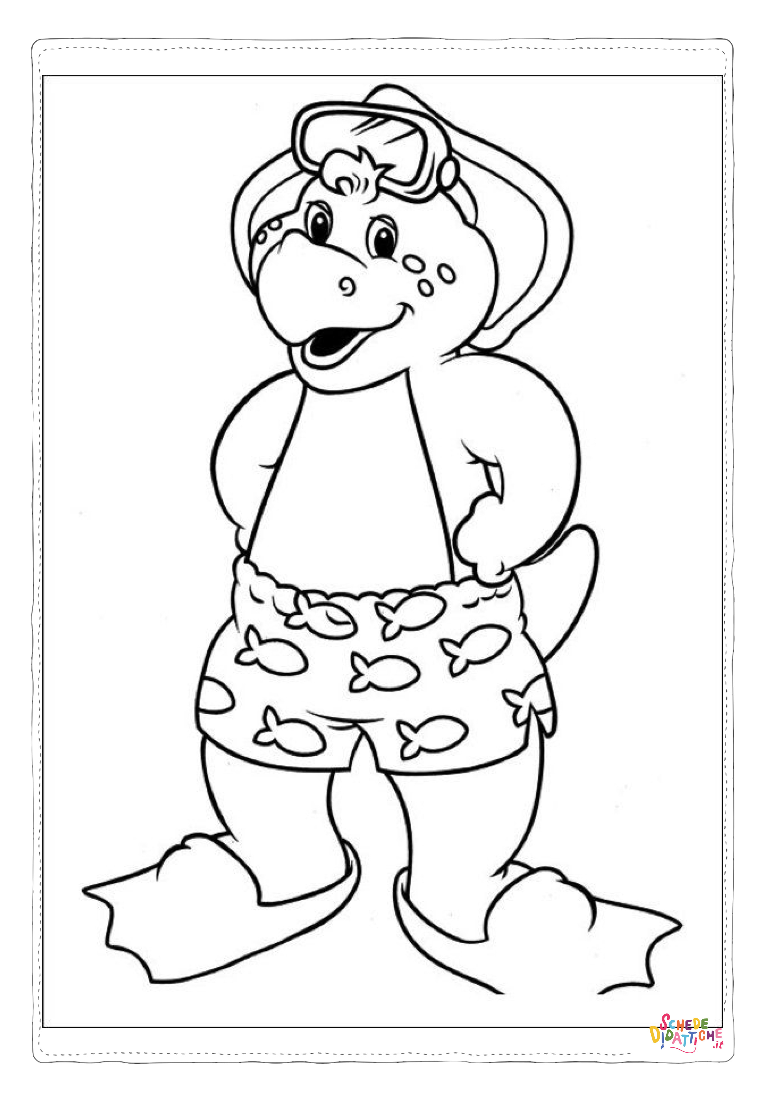 Disegno "Disegno di Barney il dinosauro da stampare e colorare 14" Disegno di Barney il dinosauro da stampare e colorare 14