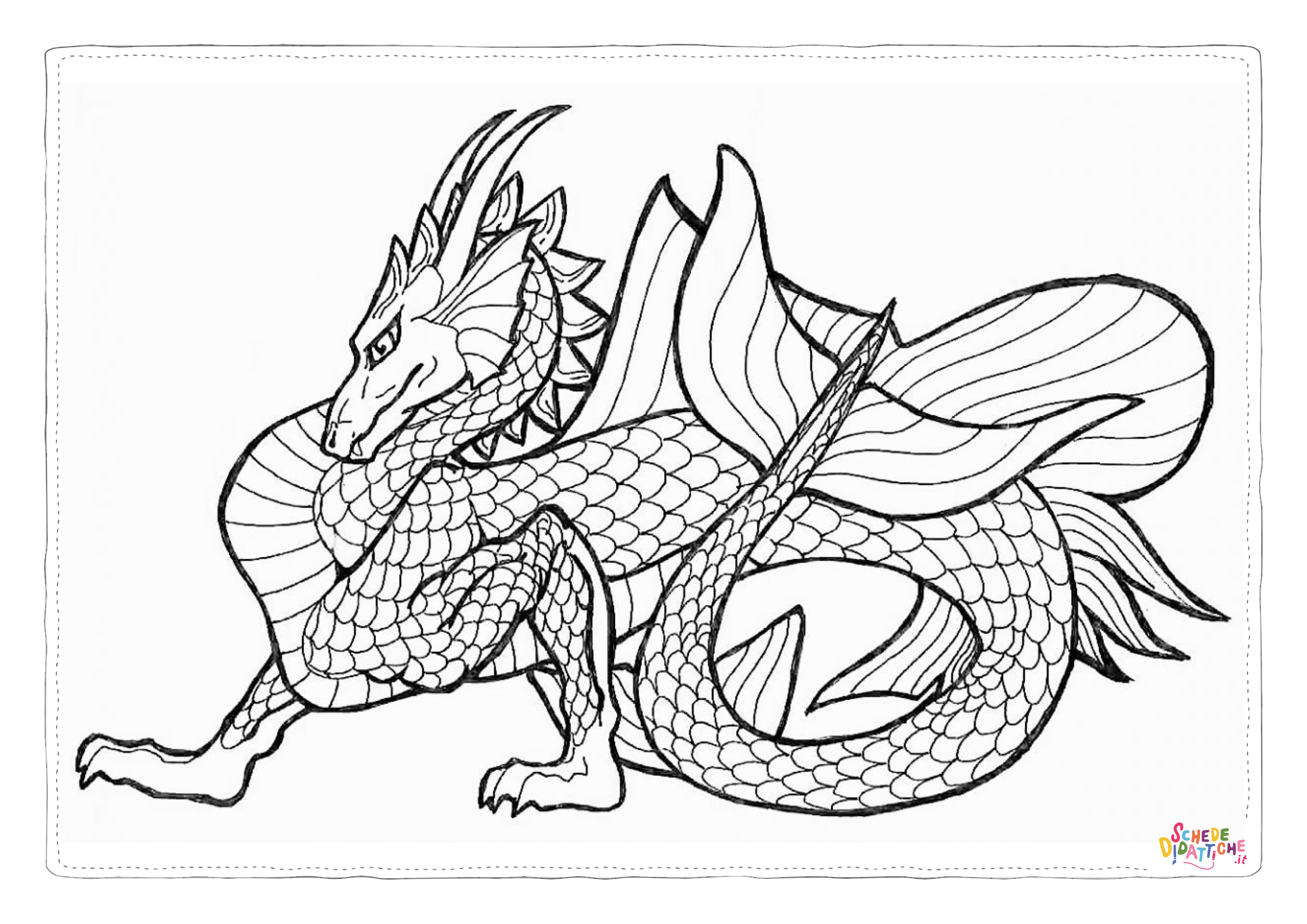 Disegno "Disegno di dragone da stampare e colorare 32" Disegno di dragone da stampare e colorare 32