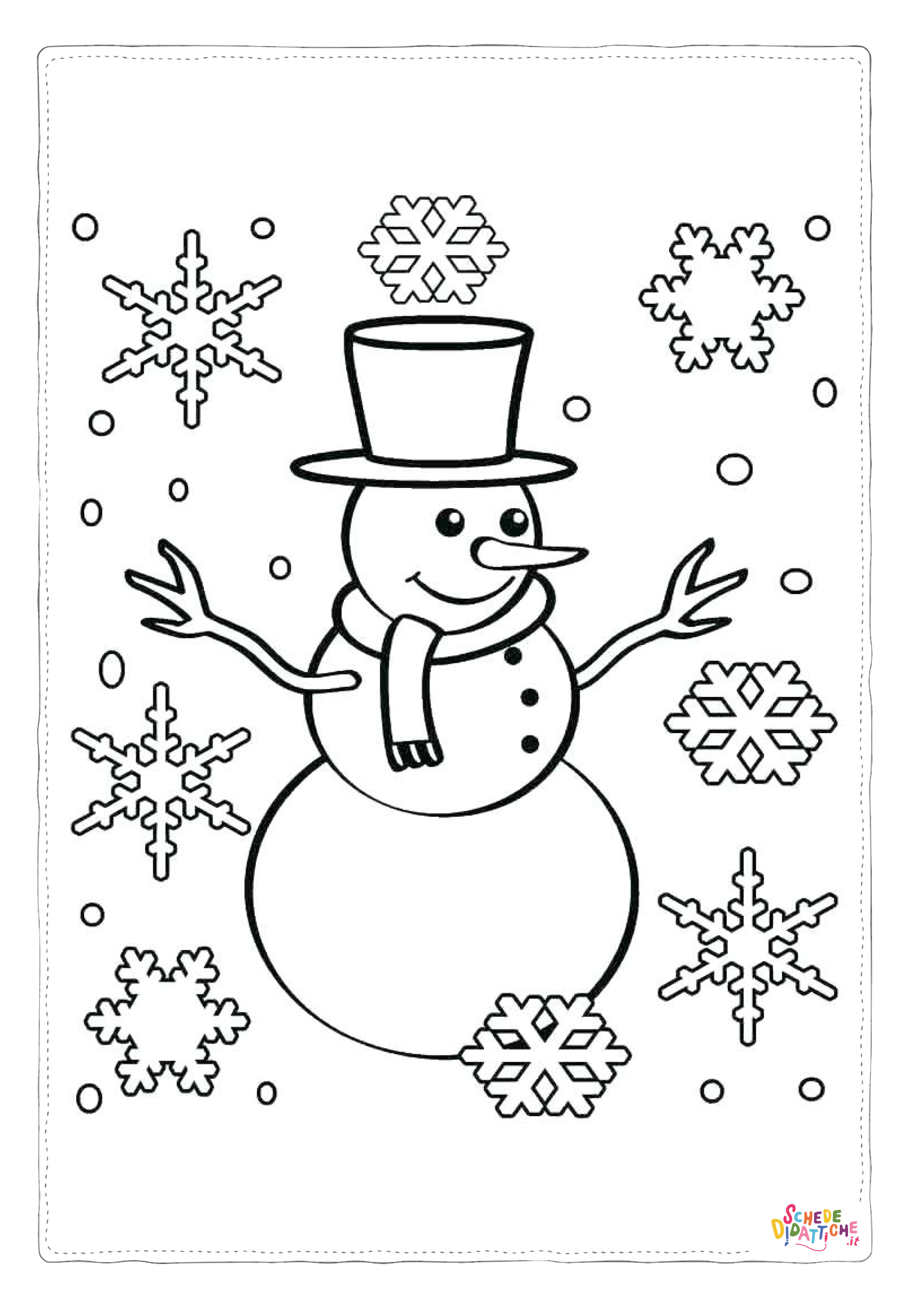 Disegno "Disegno di pupazzo di neve da stampare e colorare 100" Disegno di pupazzo di neve da stampare e colorare 100