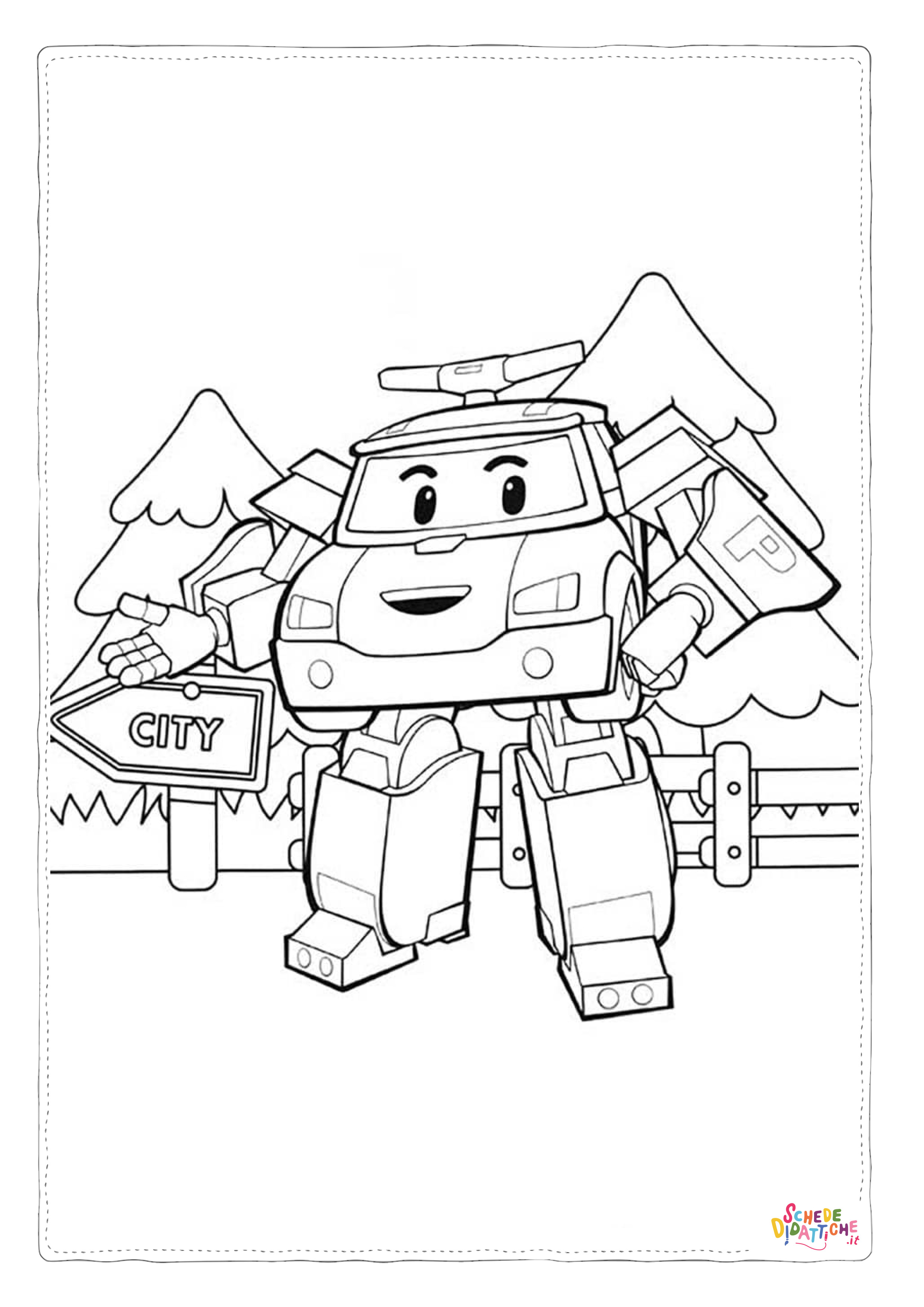 Disegno di Robocar da stampare e colorare 2