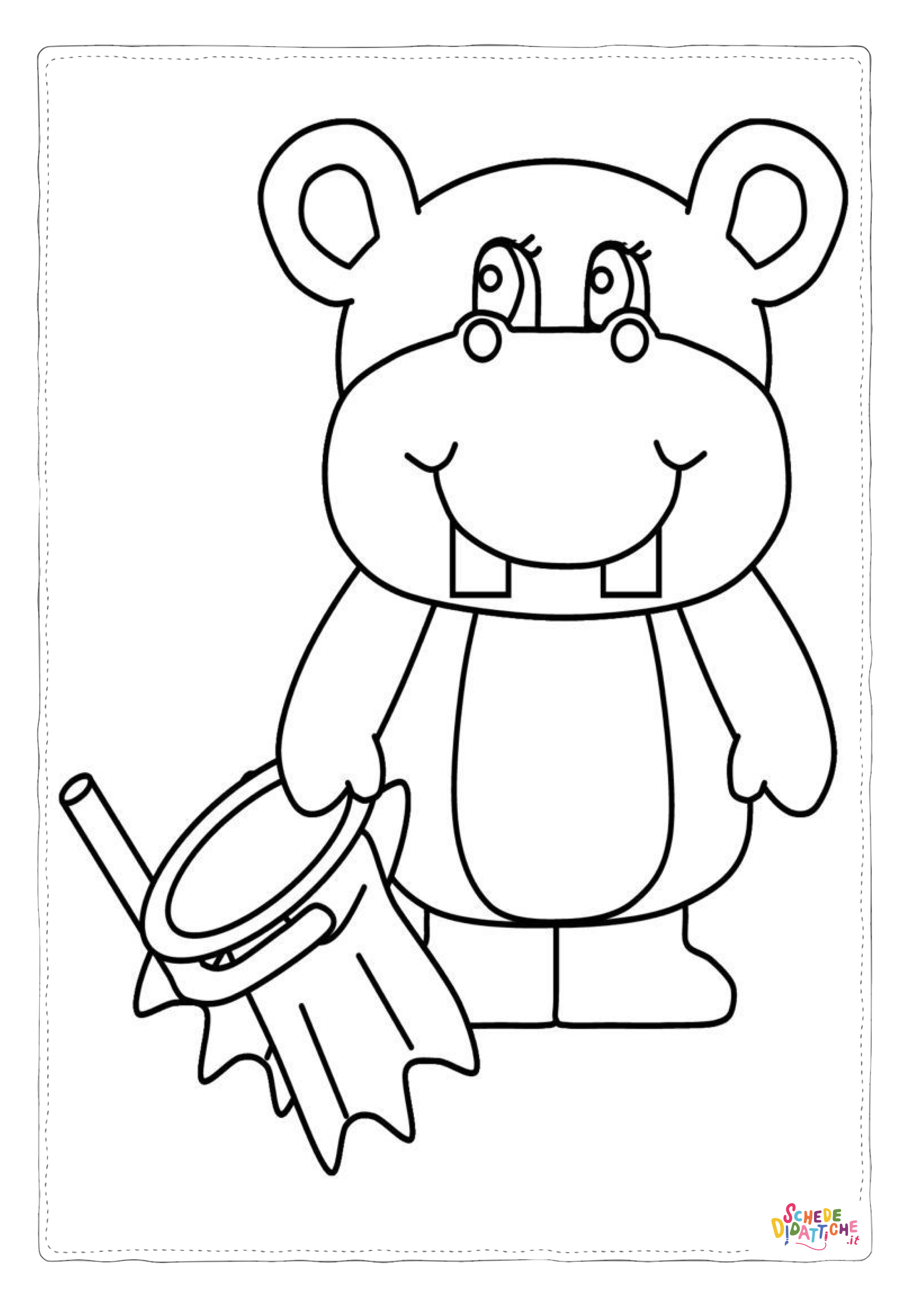 Disegno "Disegno di ippopotamo da stampare e colorare 61" Disegno di ippopotamo da stampare e colorare 61