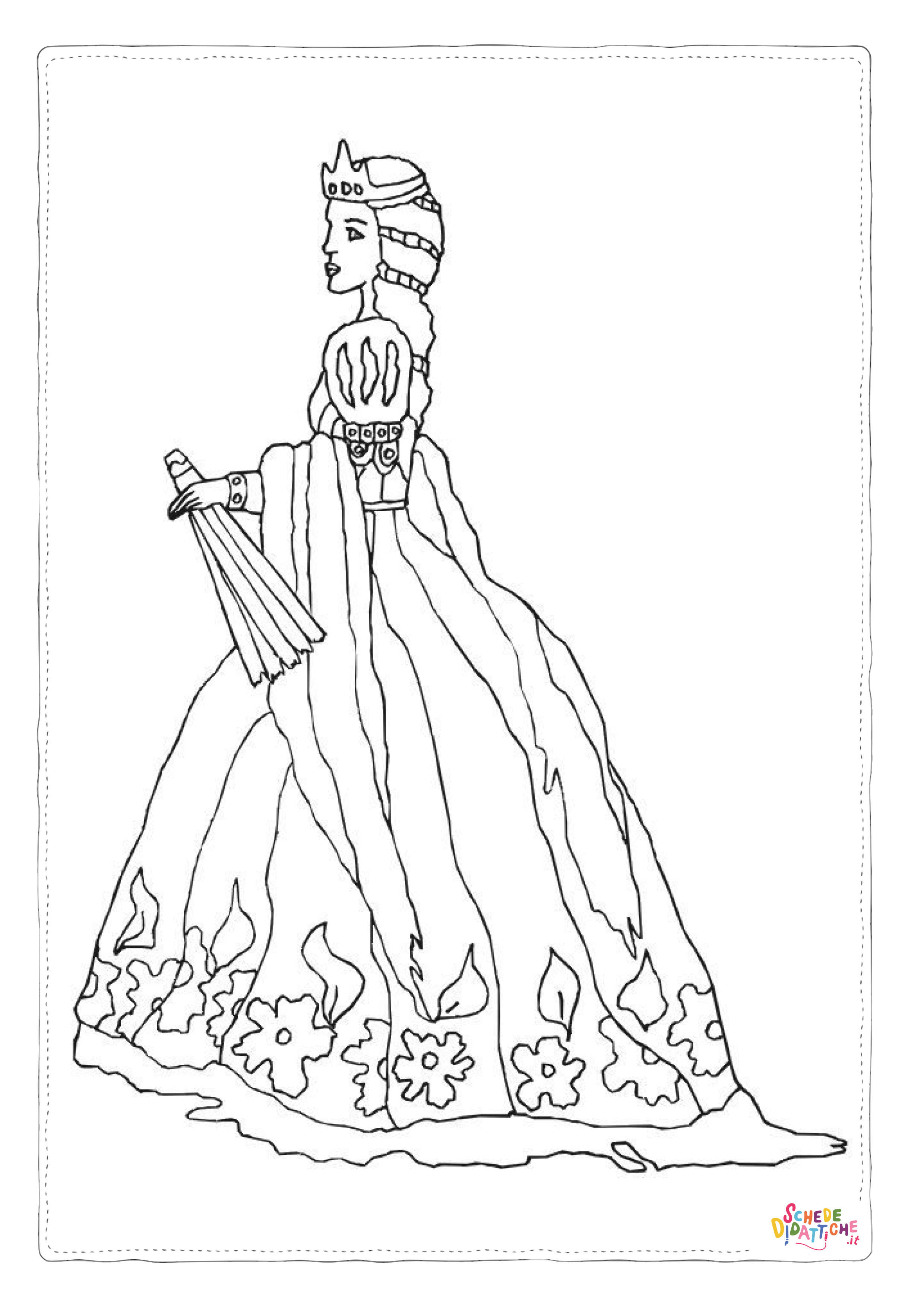 Disegno "Disegno di principessa da stampare e colorare 16" Disegno di principessa da stampare e colorare 16