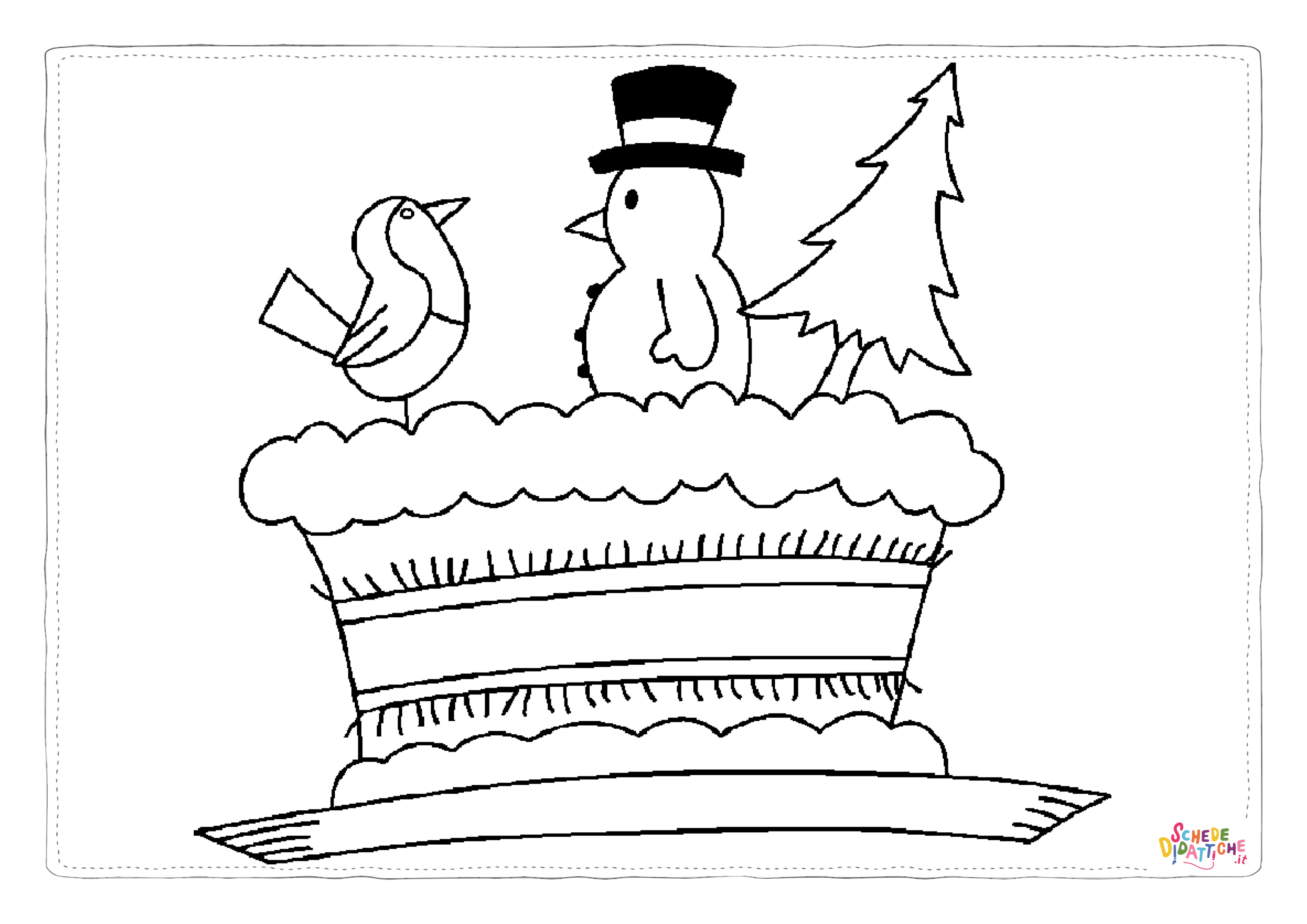 Disegno "Disegno di pupazzo di neve da stampare e colorare 30" Disegno di pupazzo di neve da stampare e colorare 30