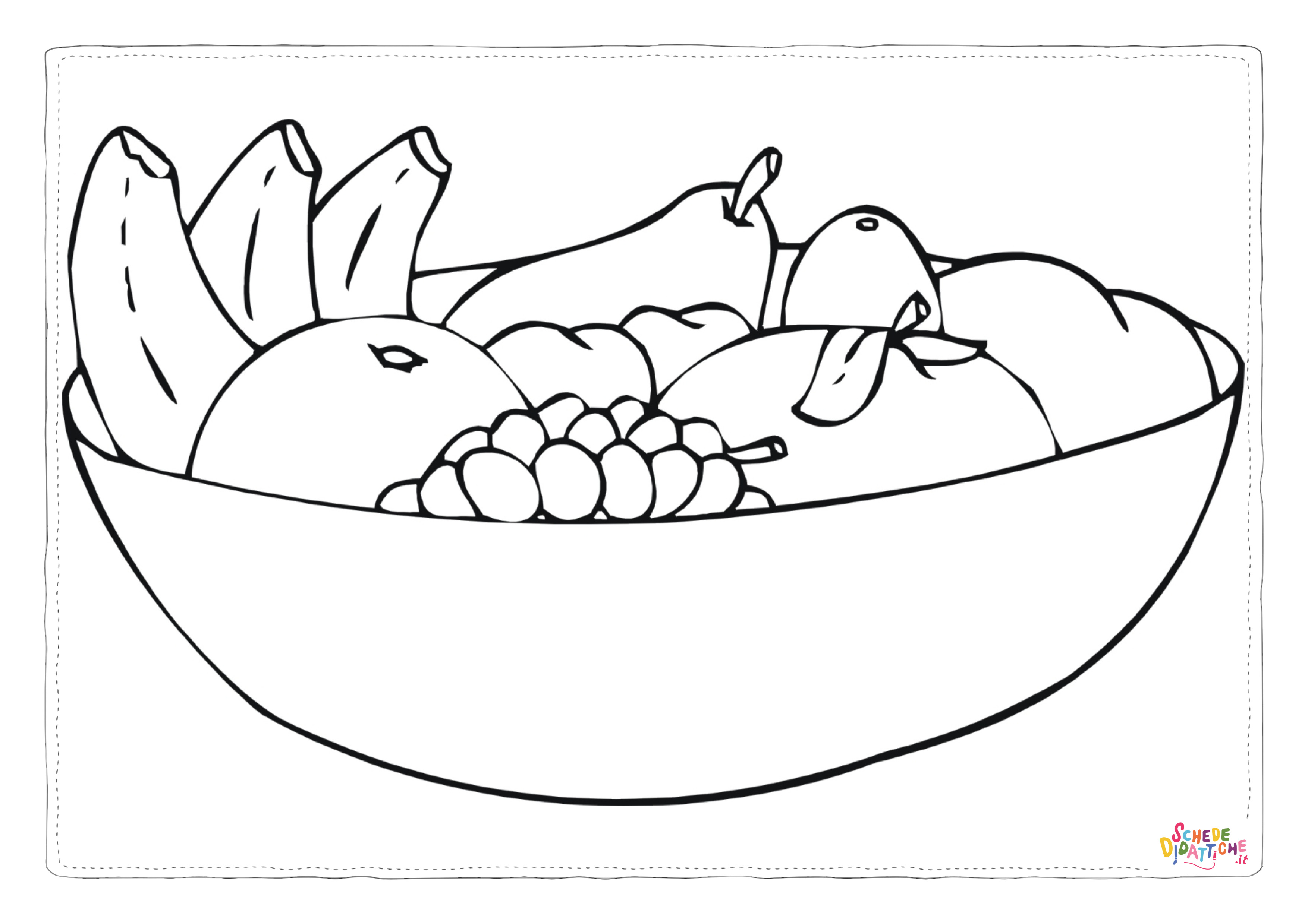 Disegno di cesto di frutta da stampare e colorare 33