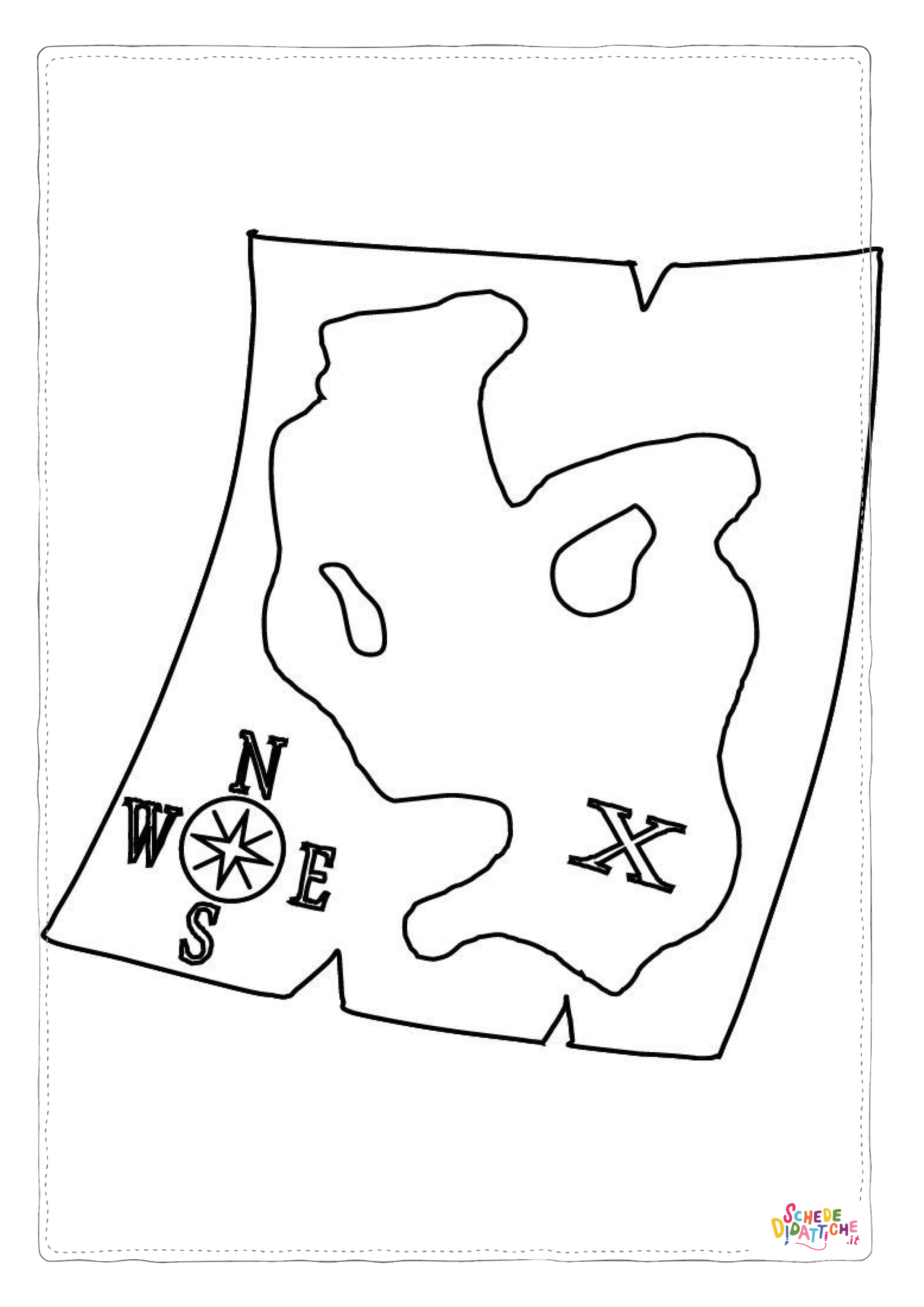 Disegno di mappa del tesoro da stampare e colorare 2