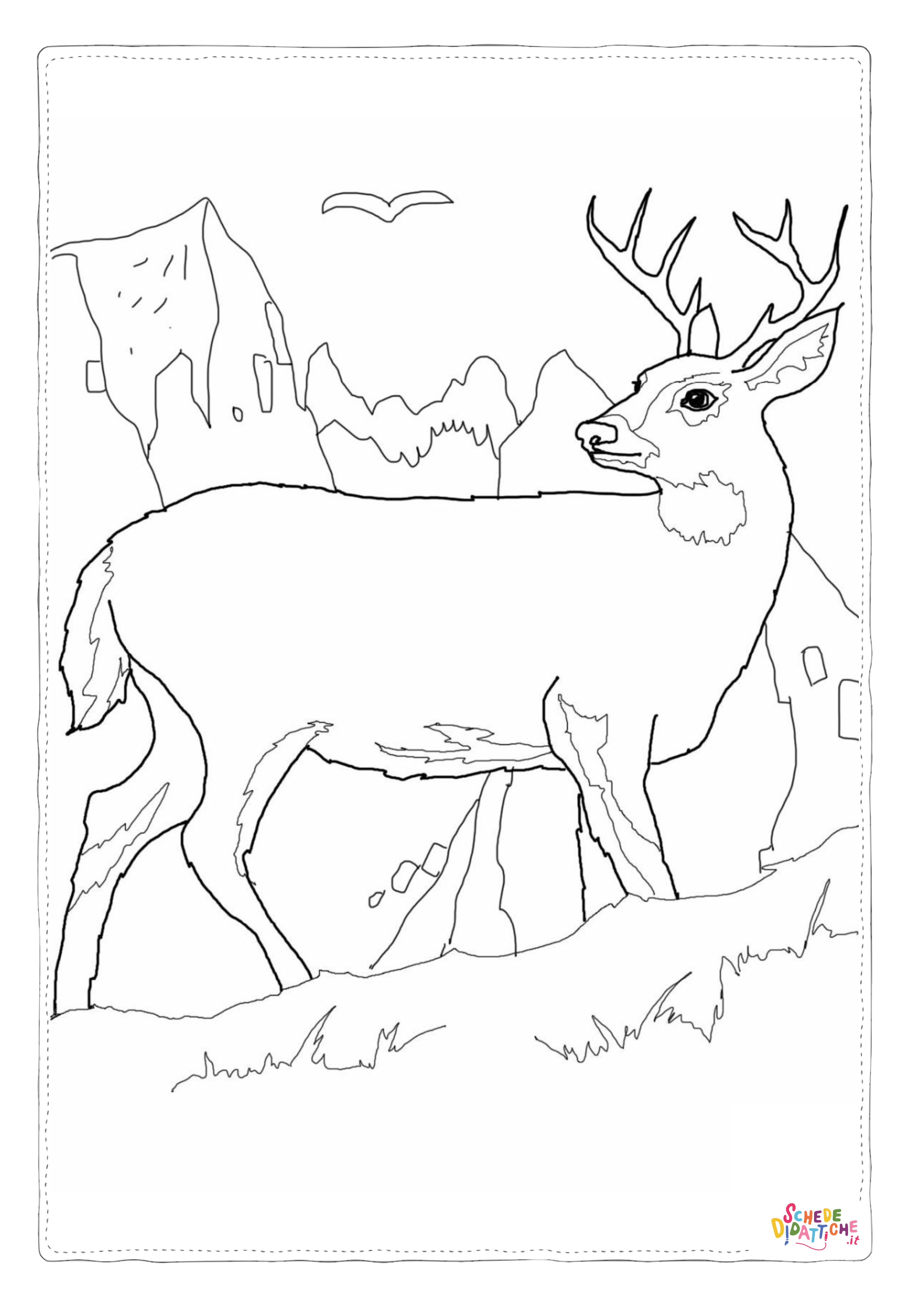 Disegno "Disegno di cervo da stampare e colorare 43" Disegno di cervo da stampare e colorare 43